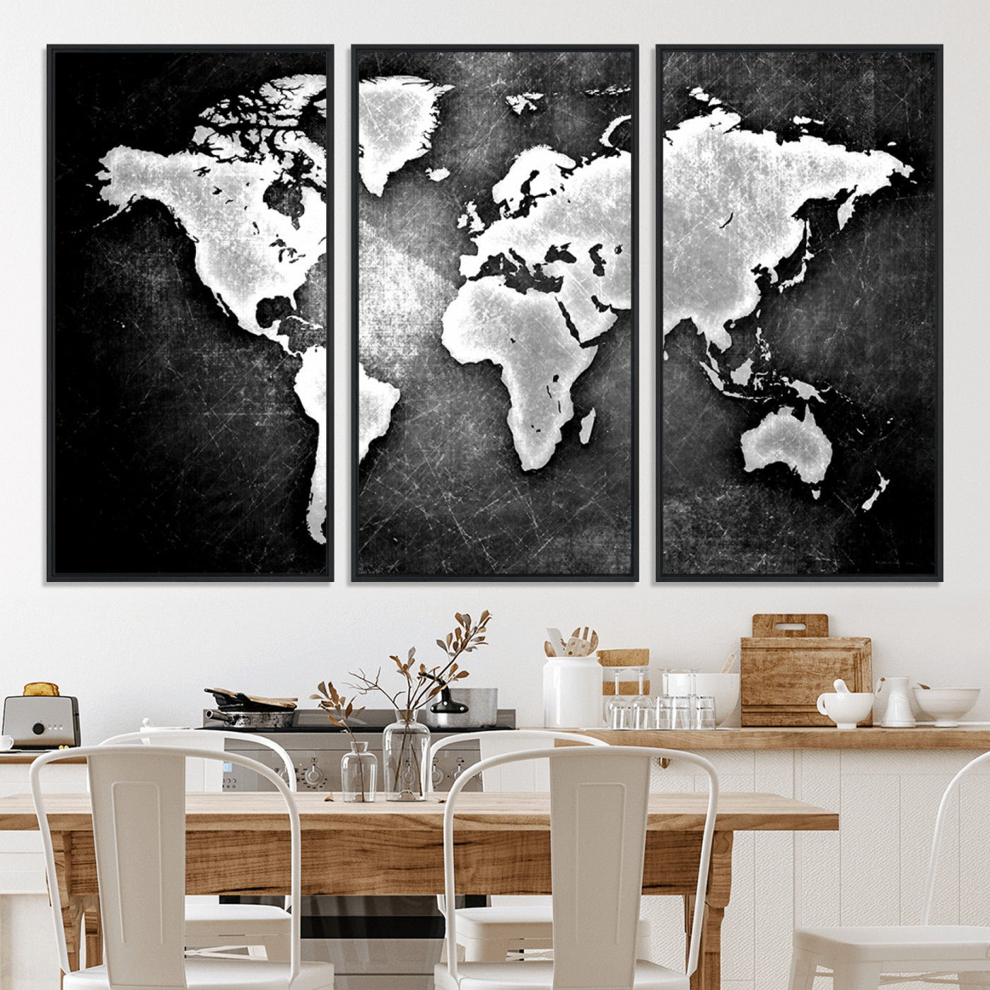 World Map Wall Art Canvas Print – Framed Wall Art for Anniversary Gift or Home Adventure Decor