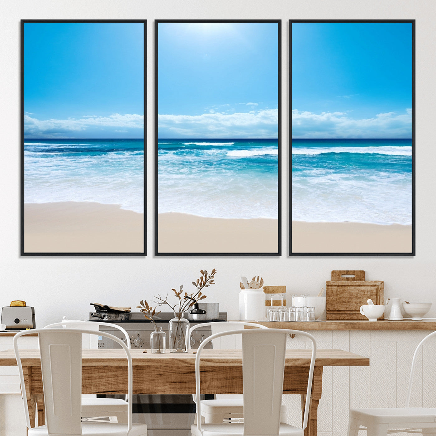 45929-MGV-CV-36X24-Wall Art Canvas Print Shiny Blue Sea and Beach