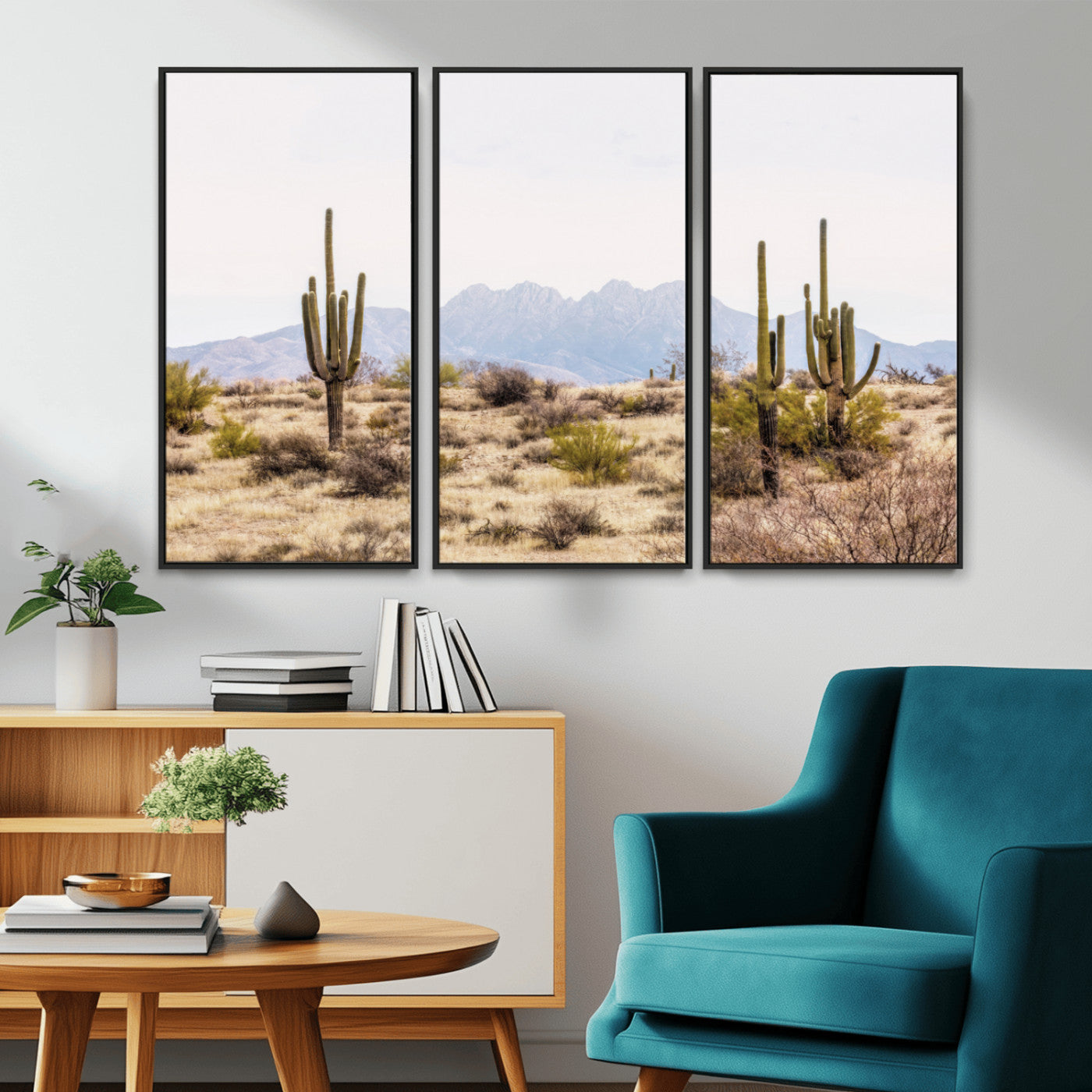 MGV-FC-48X32-3P - Arizona Desert Wall Art Print | Arizona Desert Canvas Print with Saguaro Cacti | Southwestern