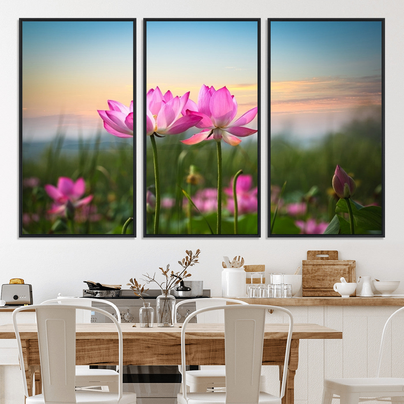 64234-MGV-CV-36X24-Pink Flower on the Mountain Canvas Print, Framed Pink Flower Canvas Wall Art