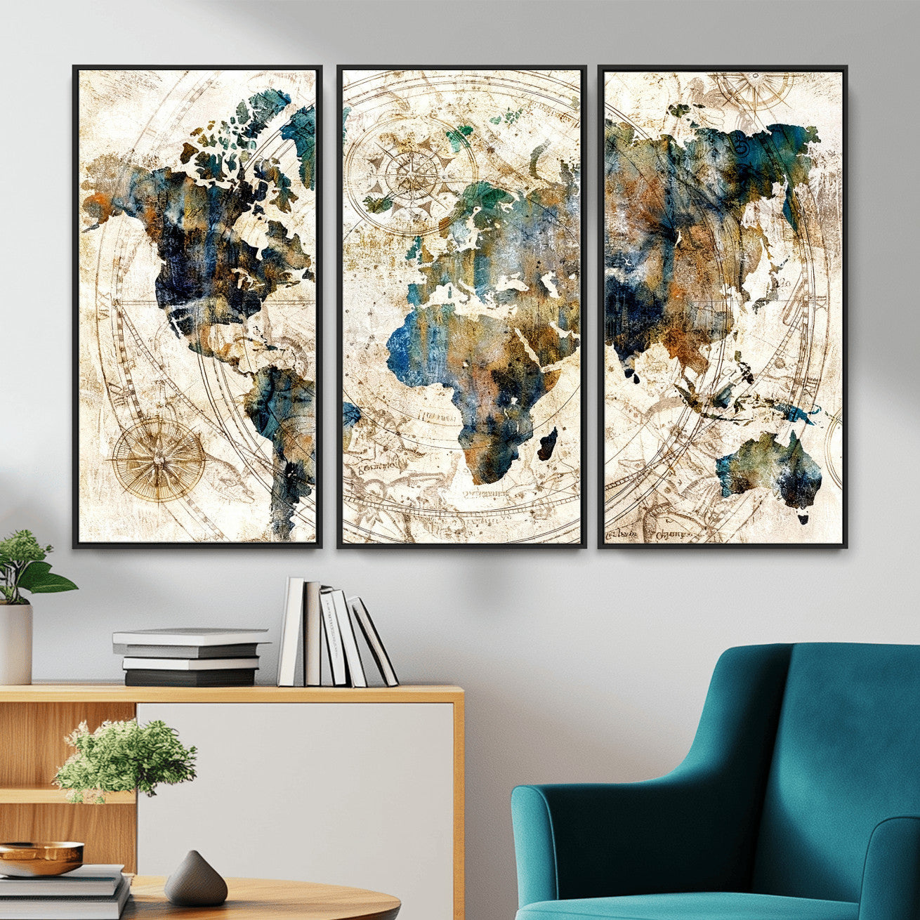 10554-MGV-CV-36X24 - Abstract World Map Art Print Canvas Print