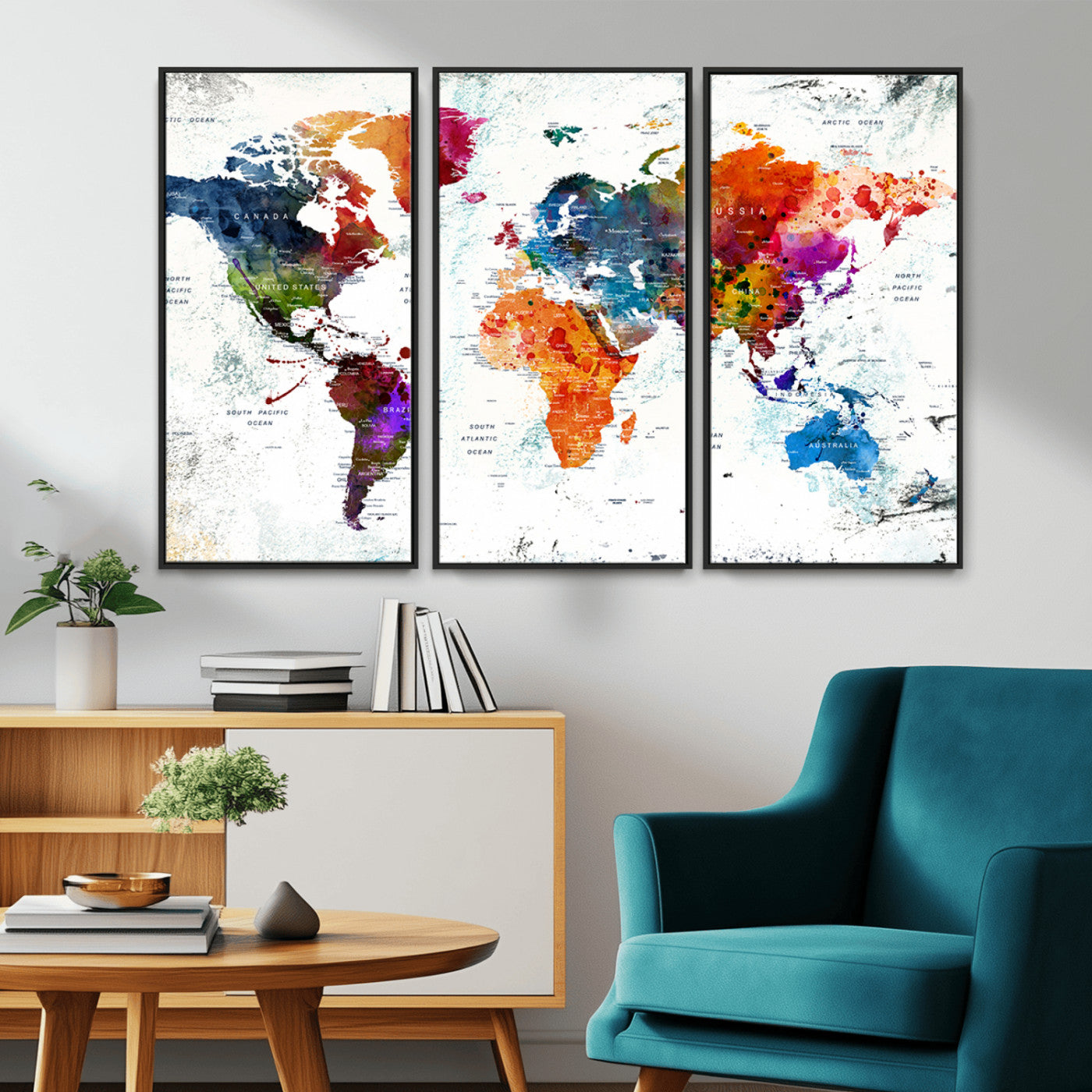 MGV-FC-48X32-3P - Push Pin World Map Canvas Print – Framed Wall Art for Couples to Track Their Travels – Anniversary