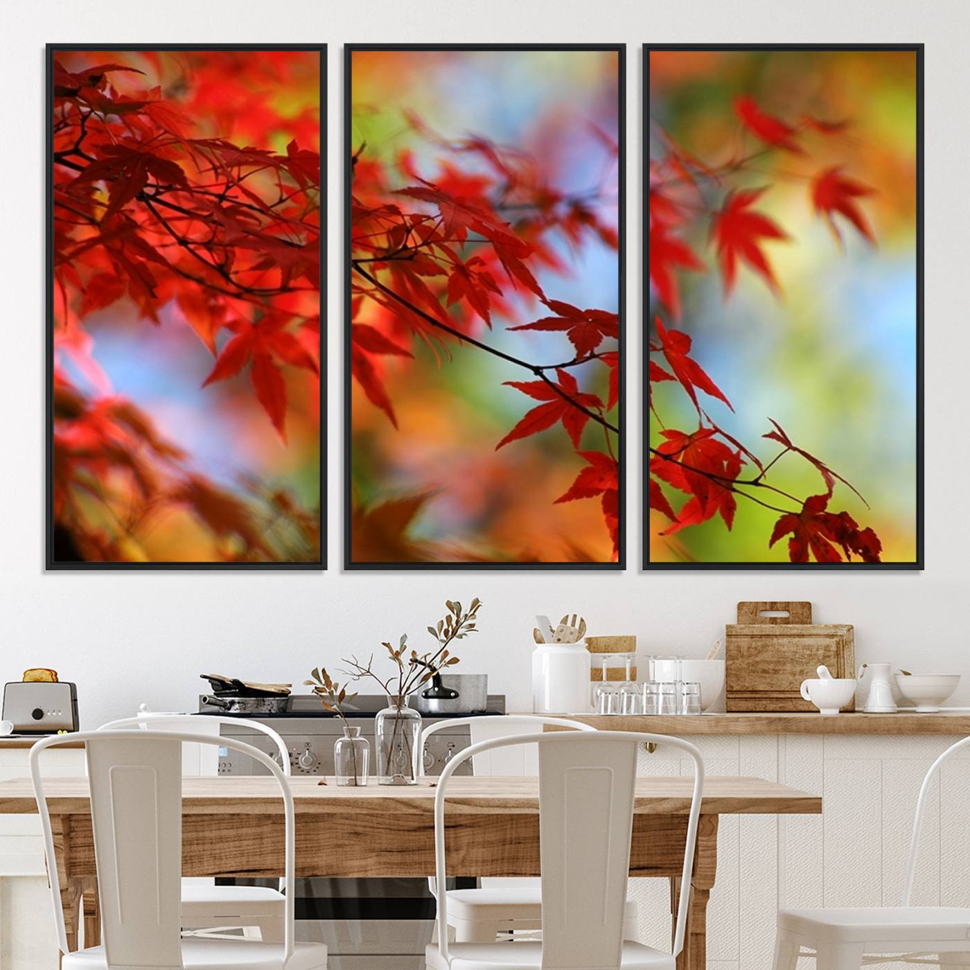 68946-MGV-CV-36X24-Red Leaves Autumn Forest Wall Art Canvas, Red Leaves Autumn Forest Canvas Print