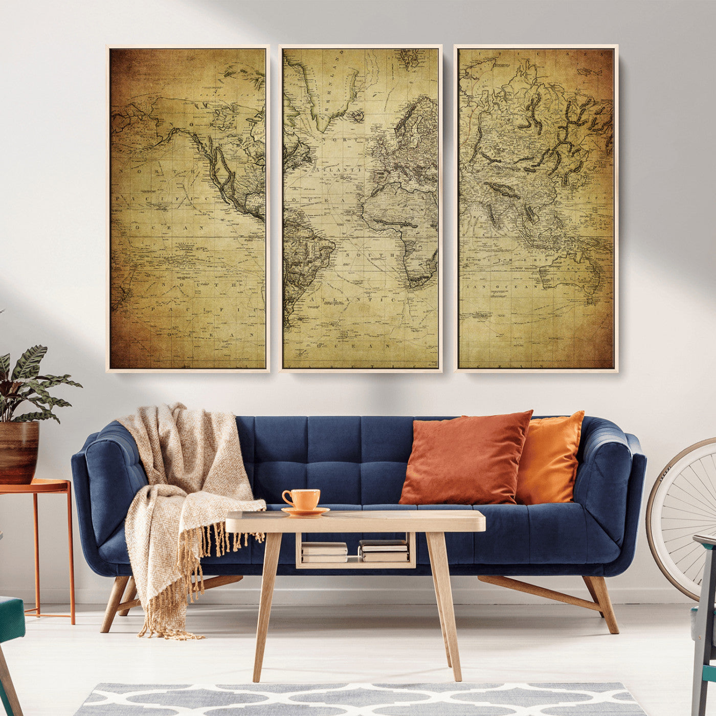 MGV-FC-48X32-3P - Push Pin World Map Canvas Print – Framed Wall Art for Couples to Track Their Travels – Anniversary