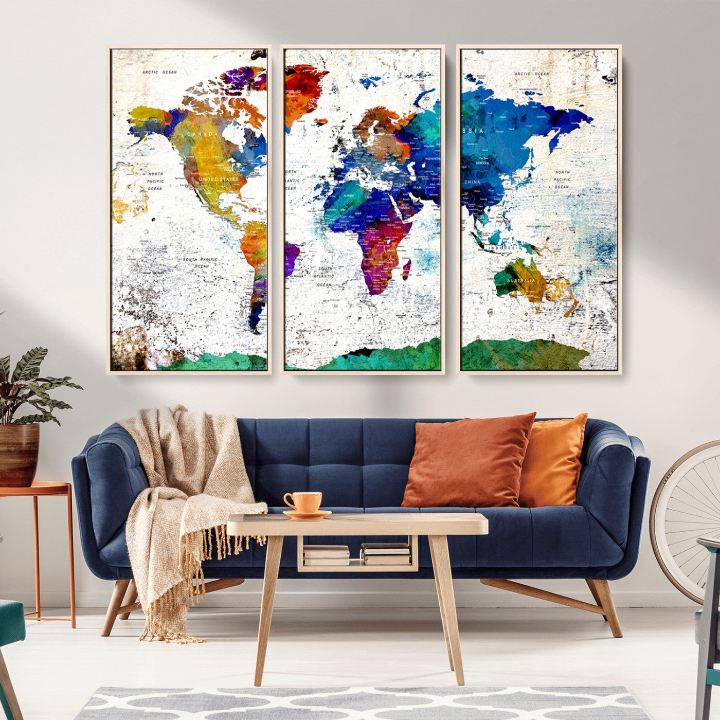 MGV-FC-48X32-3P - Push Pin World Map Canvas Print – Framed Wall Art for Couples to Track Their Travels – Anniversary