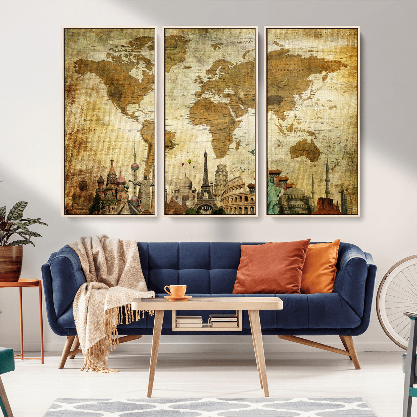 MGV-FC-48X32-3P - Push Pin World Map Canvas Print – Framed Wall Art for Couples to Track Their Travels – Anniversary