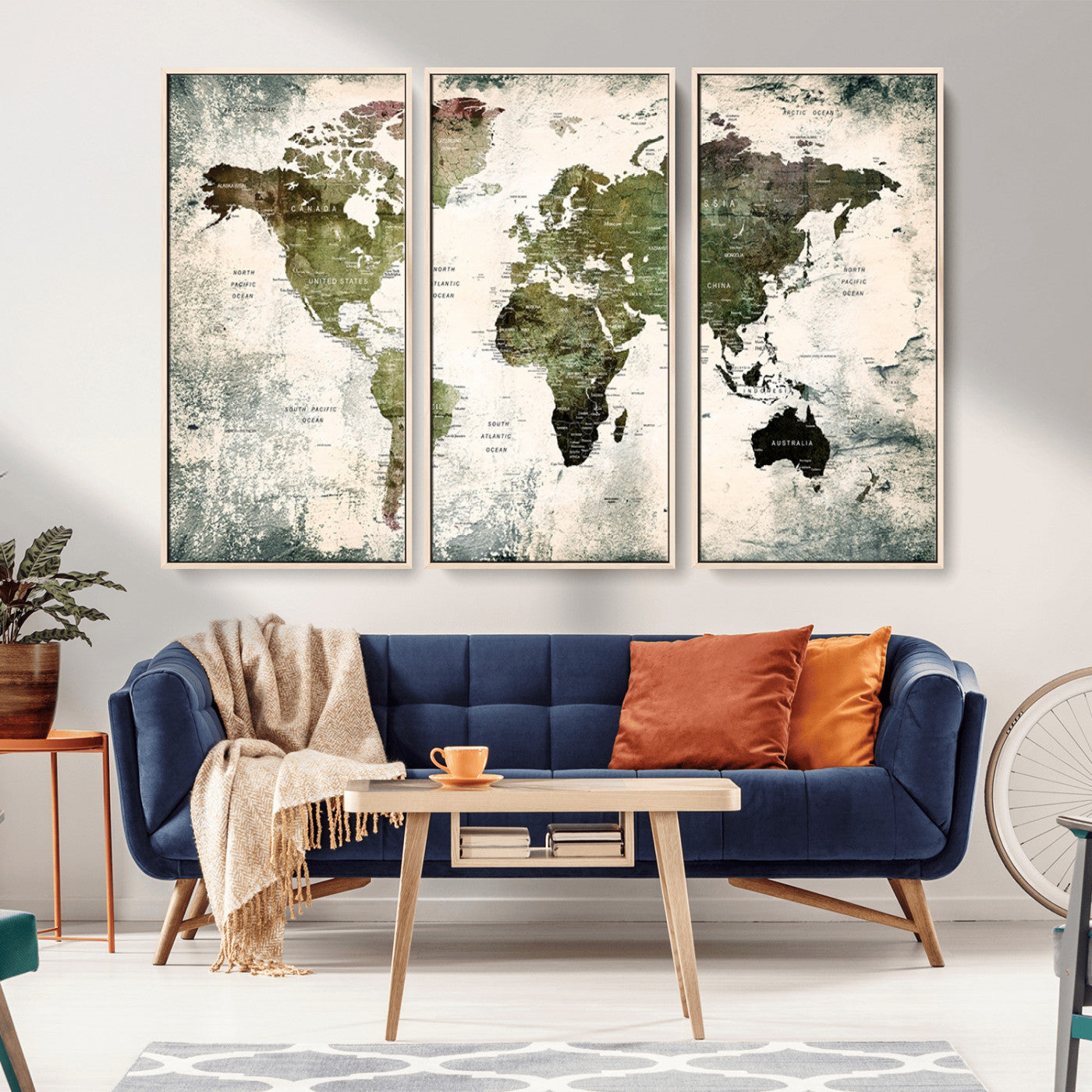 MGV-FC-48X32-3P - Push Pin World Map Canvas Print – Framed Wall Art for Couples to Track Their Travels – Anniversary