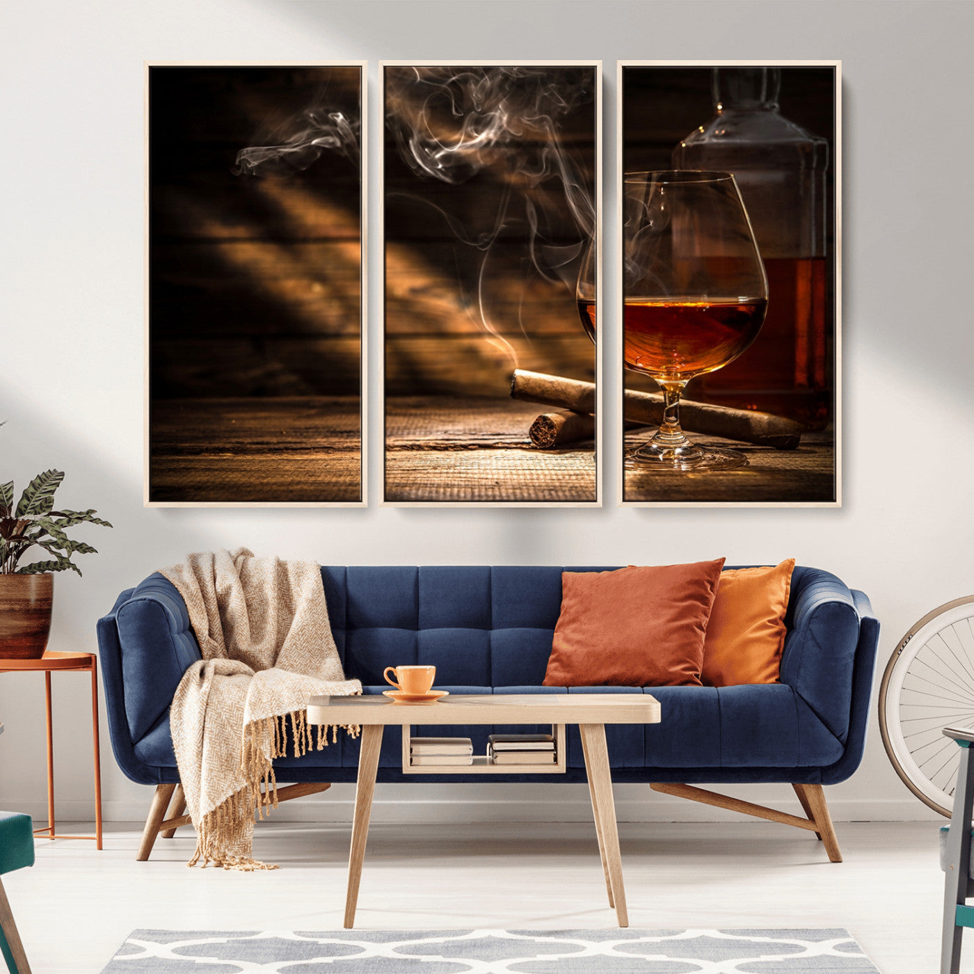 MGV-FC-48X32-3P - Whiskey and Cigar Wall Art Canvas Print