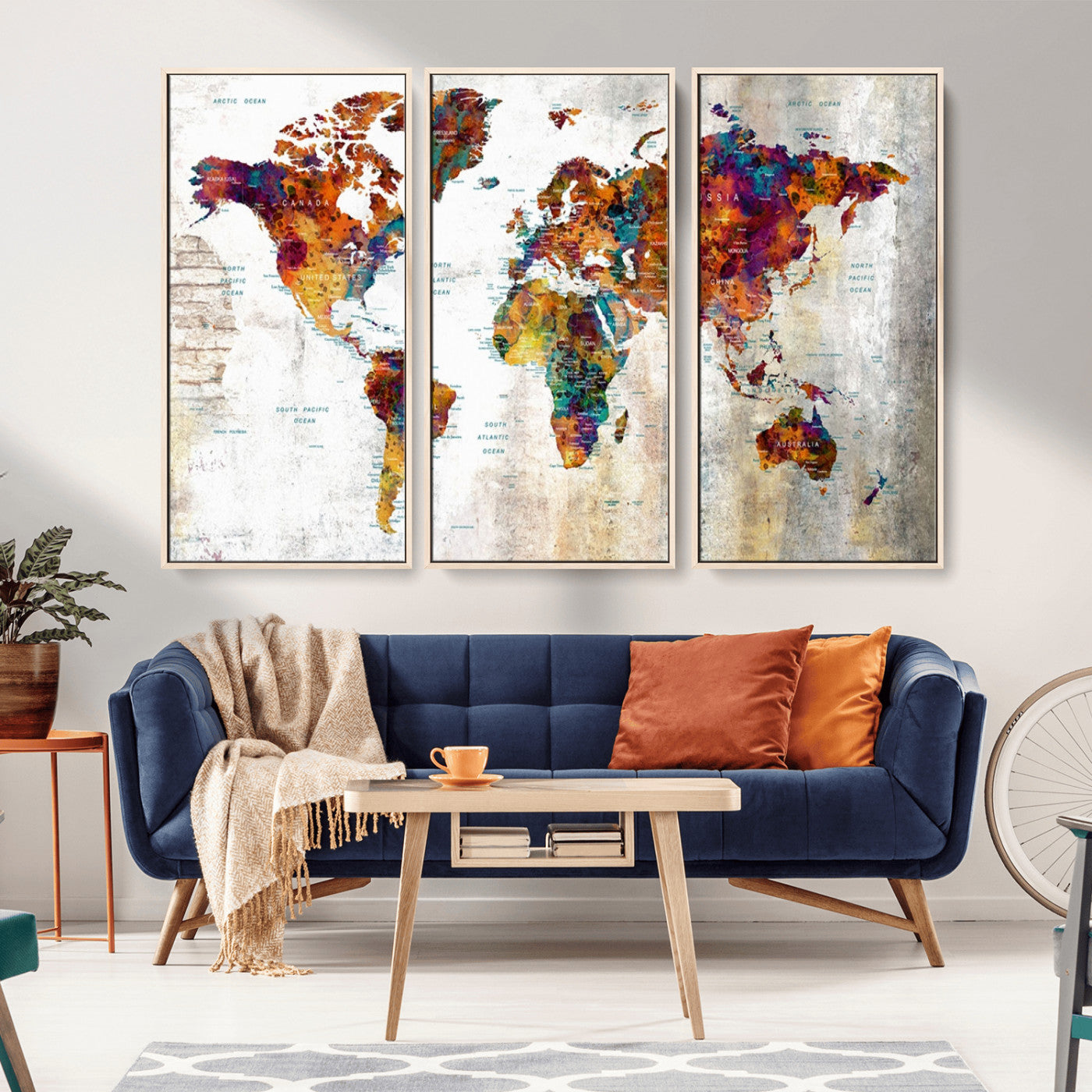 MGV-FC-48X32-3P - Push Pin World Map Canvas Print – Framed Wall Art for Couples to Track Their Travels – Anniversary
