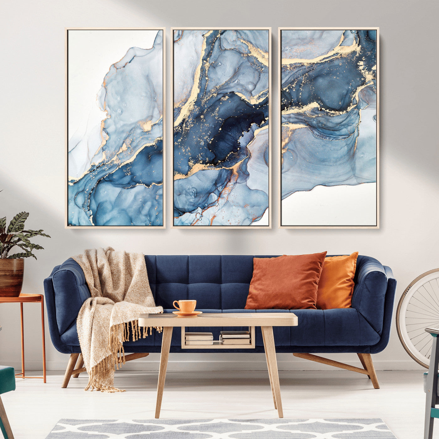 33782-MGV-CV-36X24-Abstract Art Print - Blue Abstract Canvas Wall Art Print Abstract Art Fluid Effect Marble Wall Art