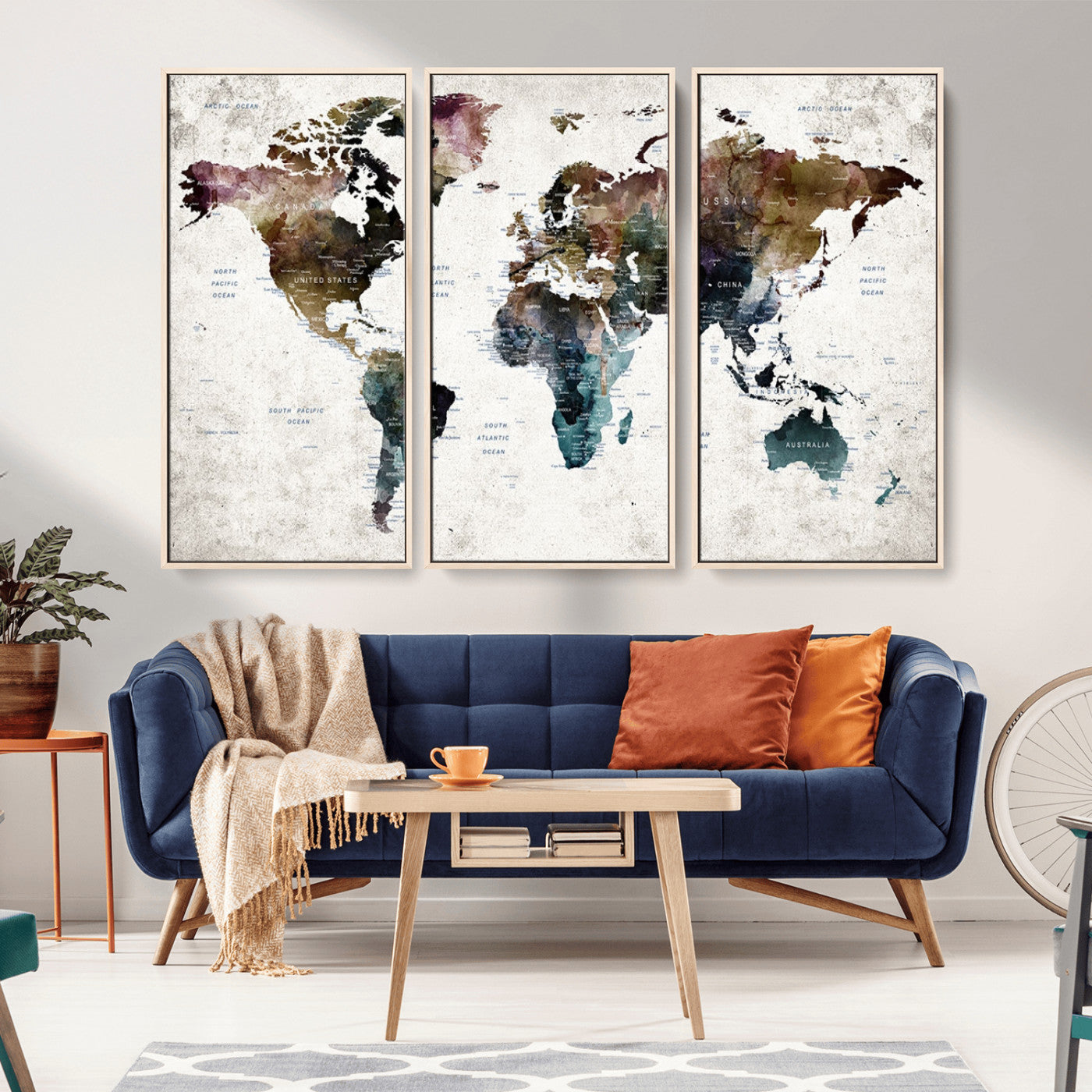 MGV-FC-48X32-3P - Push Pin World Map Canvas Print – Framed Wall Art for Couples to Track Their Travels – Anniversary