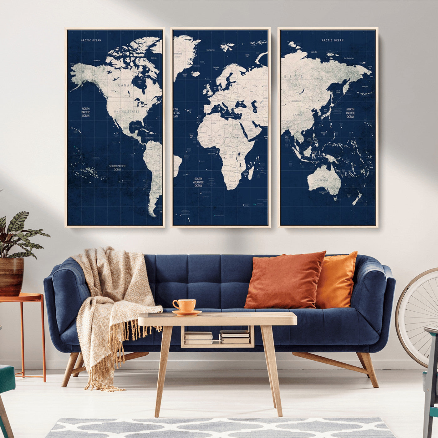 17866-MGV-CV-36X24-Push Pin World Map Canvas Print – Framed Wall Art for Couples to Track Their Travels – Anniversary