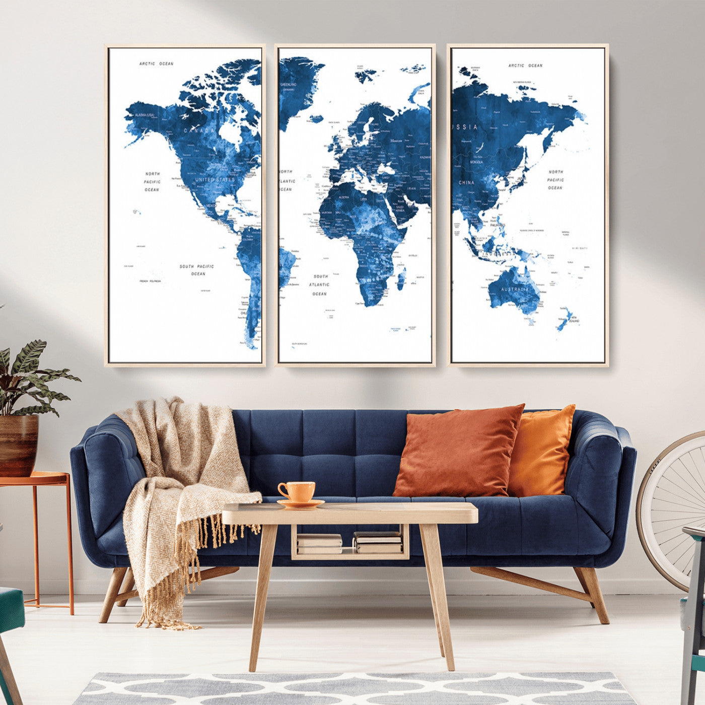 MGV-FC-48X32-3P - Push Pin World Map Canvas Print – Framed Wall Art for Couples to Track Their Travels – Anniversary