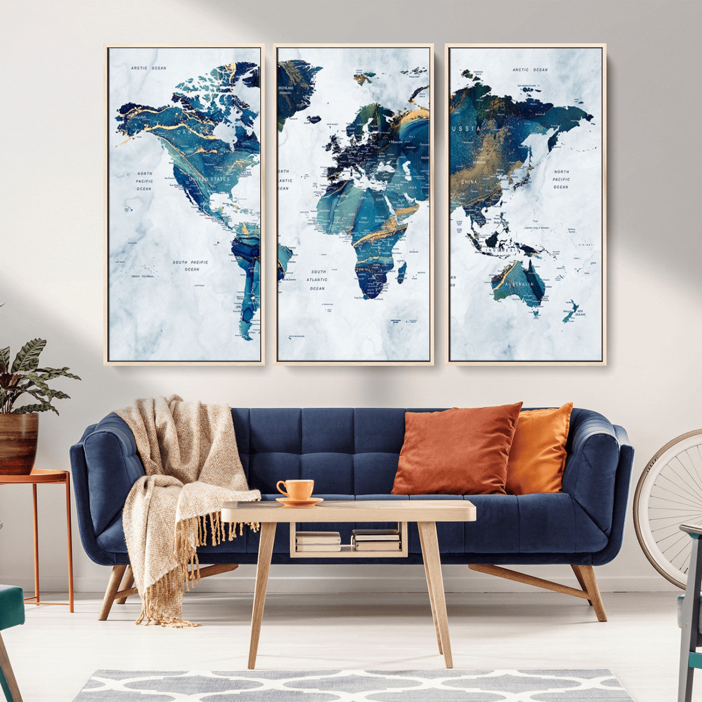MGV-FC-48X32-3P - Push Pin World Map Canvas Print – Framed Wall Art for Couples to Track Their Travels – Anniversary