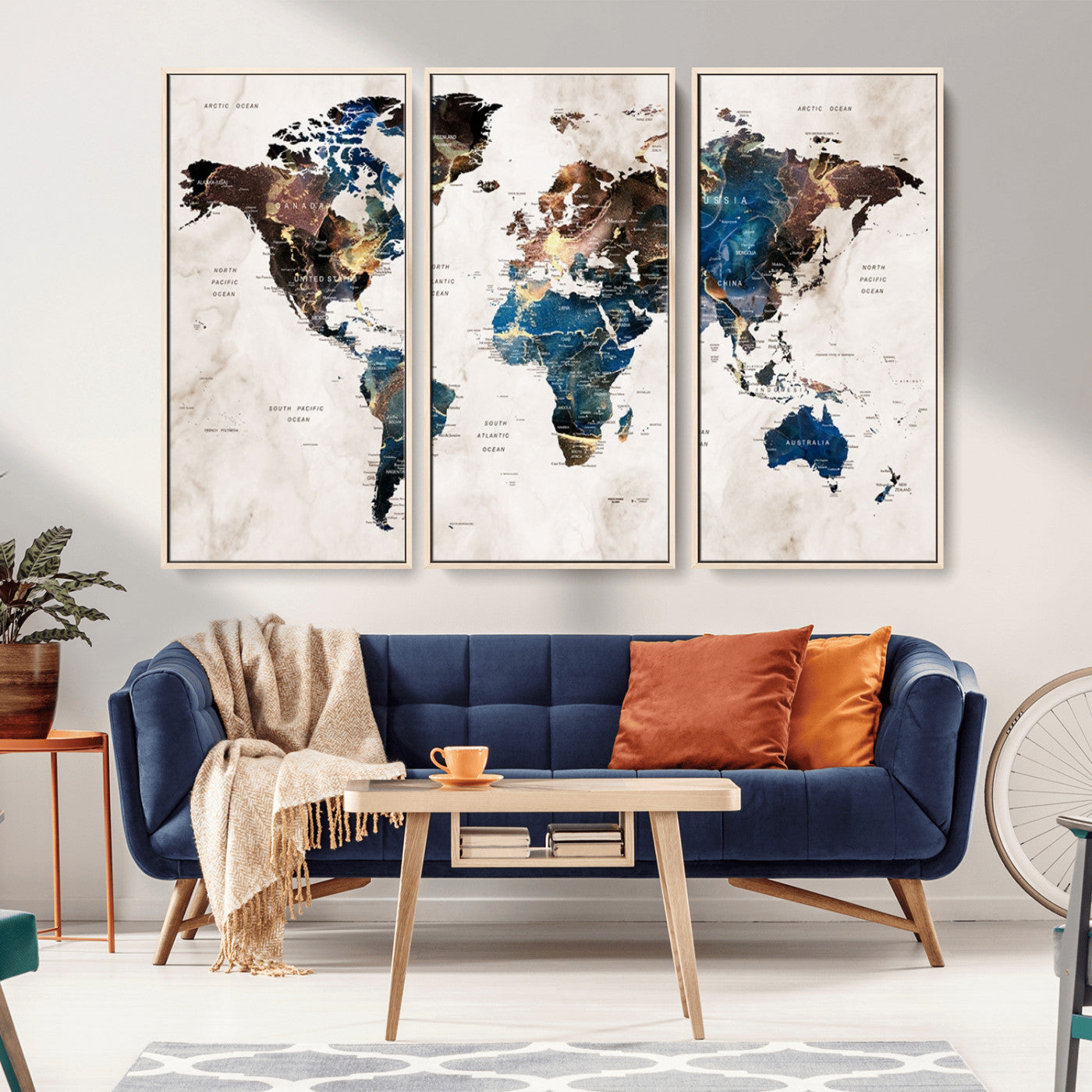MGV-FC-48X32-3P - Push Pin World Map Canvas Print – Framed Wall Art for Couples to Track Their Travels – Anniversary