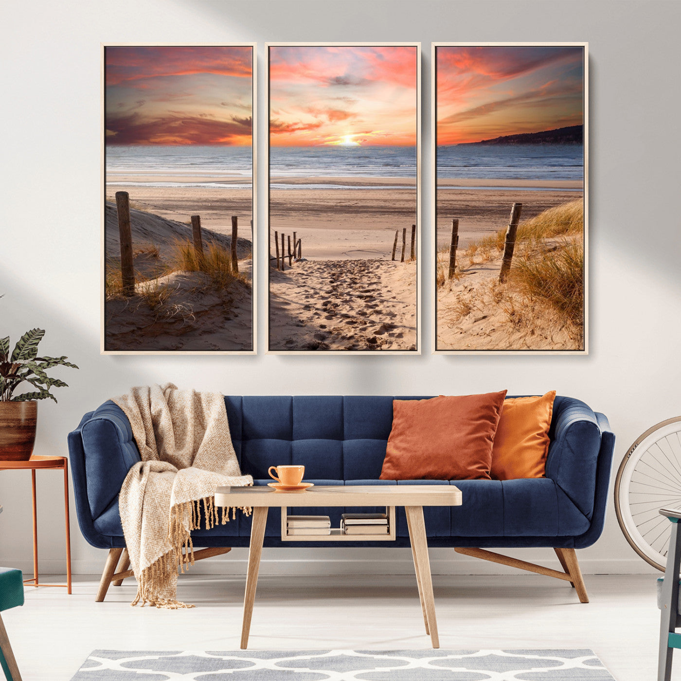 MGV-FC-48X32-3P - Sunset on the Sea Wall Art Canvas Print