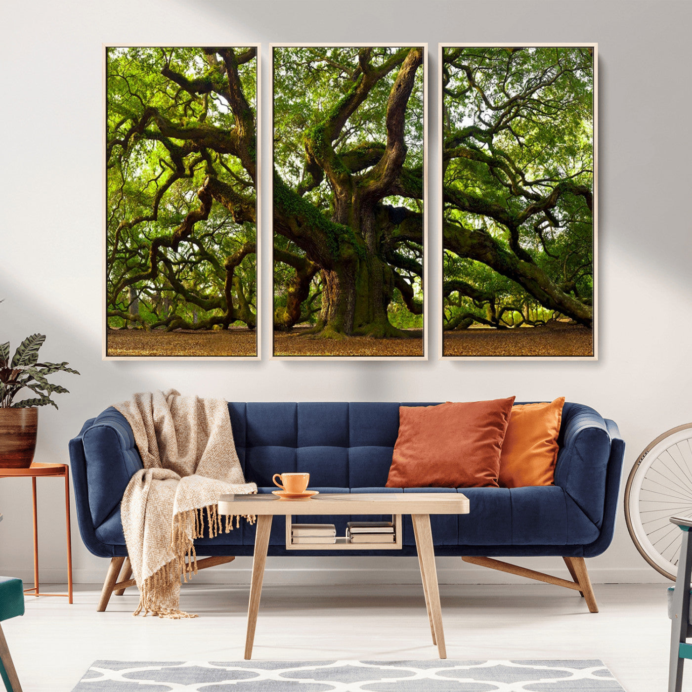 MGV-FC-48X32-3P - Angel Oak Tree Wall Art Canvas Print | Forest Tree Nature Photography Print on Canvas | Large Triptych Art for Living Room or Office Decor