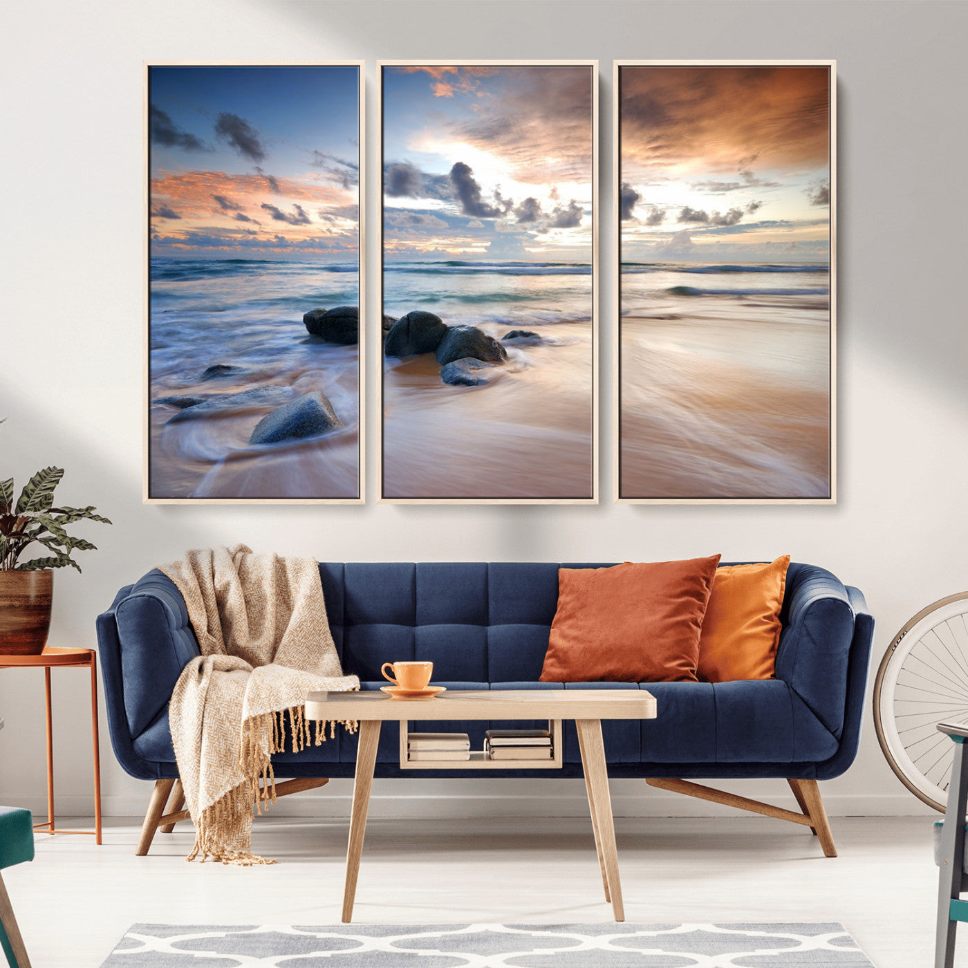 MGV-FC-48X32-3P - Serene Weather On The Beach Wall Art Canvas Print
