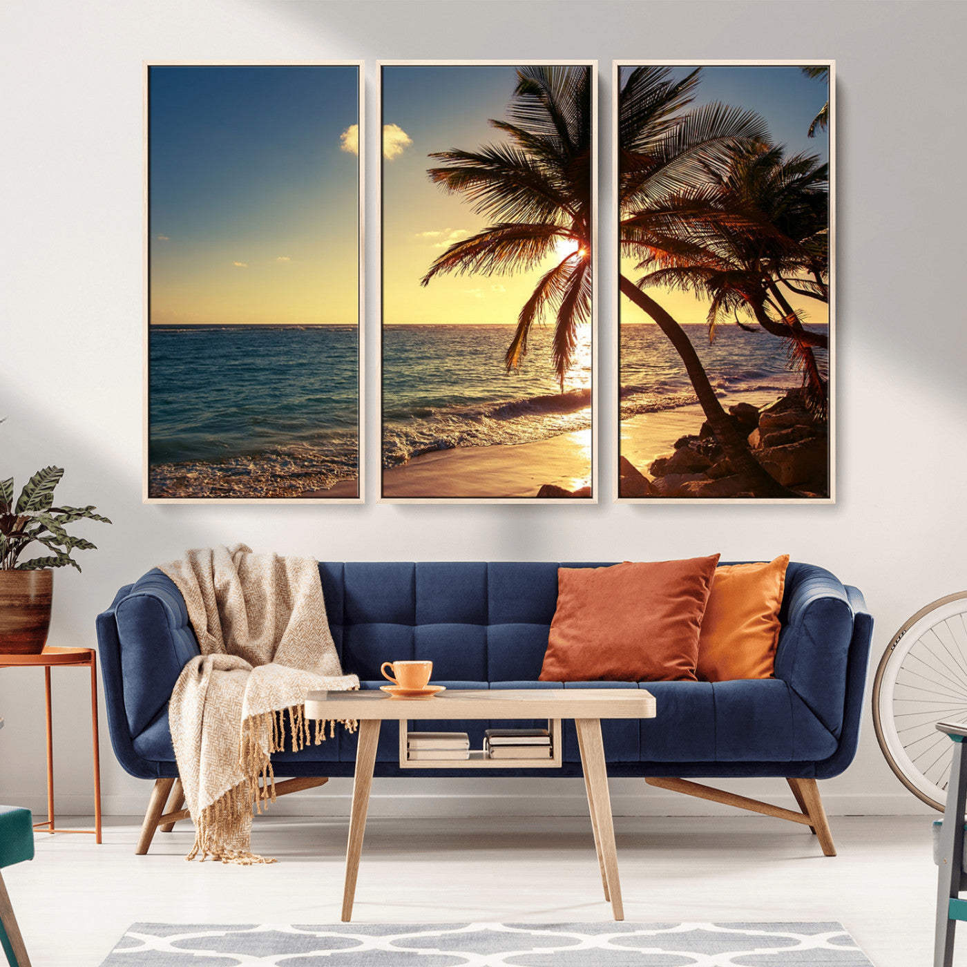 MGV-FC-48X32-3P - Sunset Palm Trees Wall Art Canvas Print