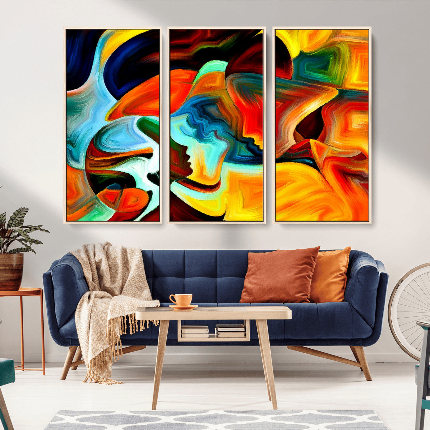 MGV-FC-48X32-3P - Human Love Figures Abstract Wall Art Canvas Print