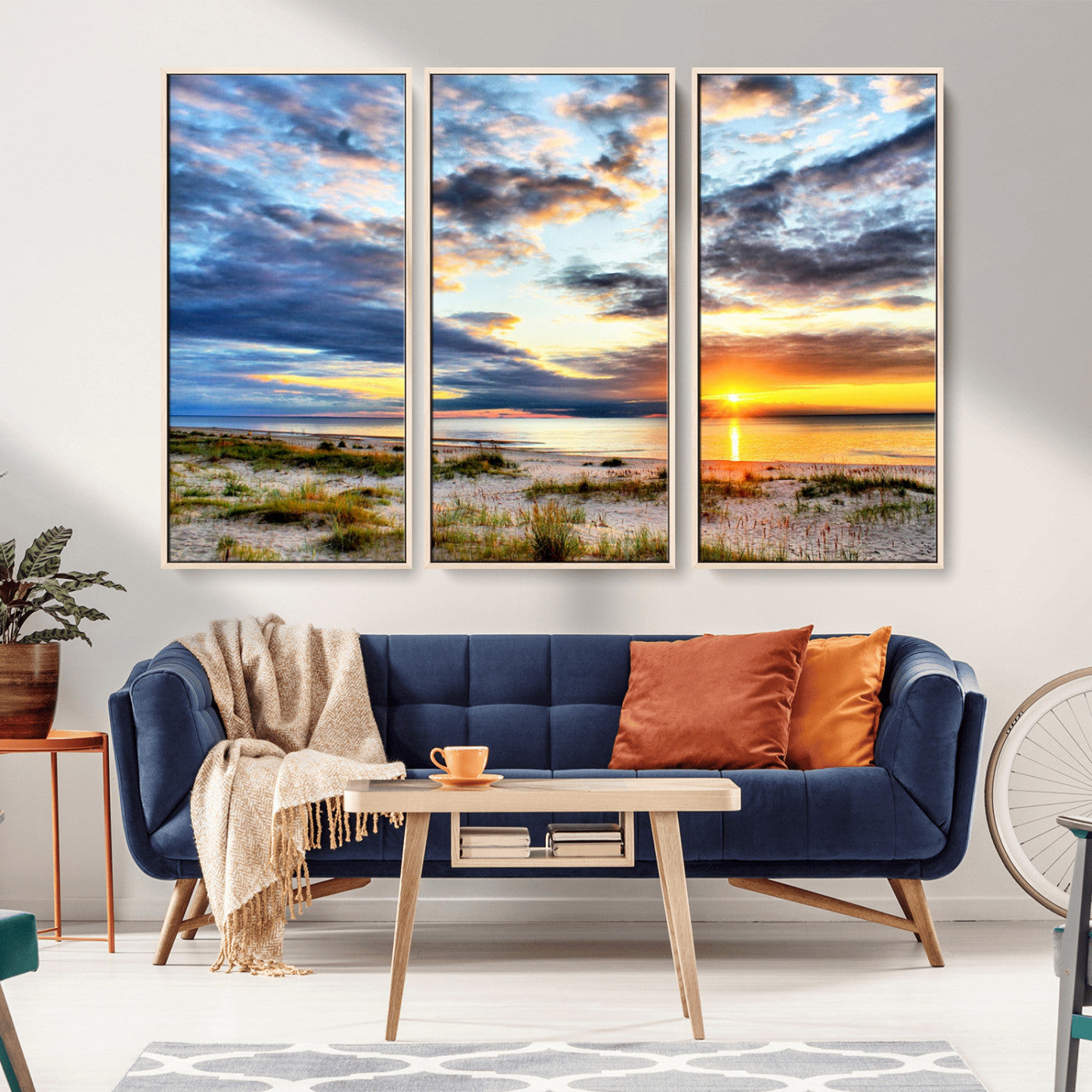 MGV-FC-48X32-3P - Sunset On The Ocean Wall Art Canvas Print