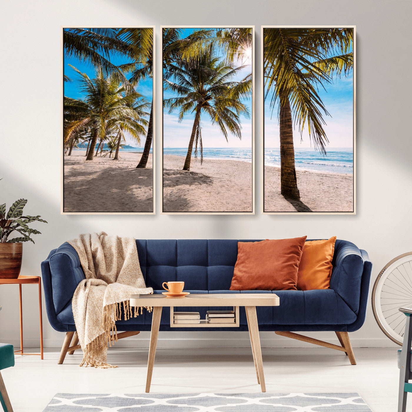 MGV-FC-48X32-3P - Palm Beach Tropical Island Wall Art Canvas Print