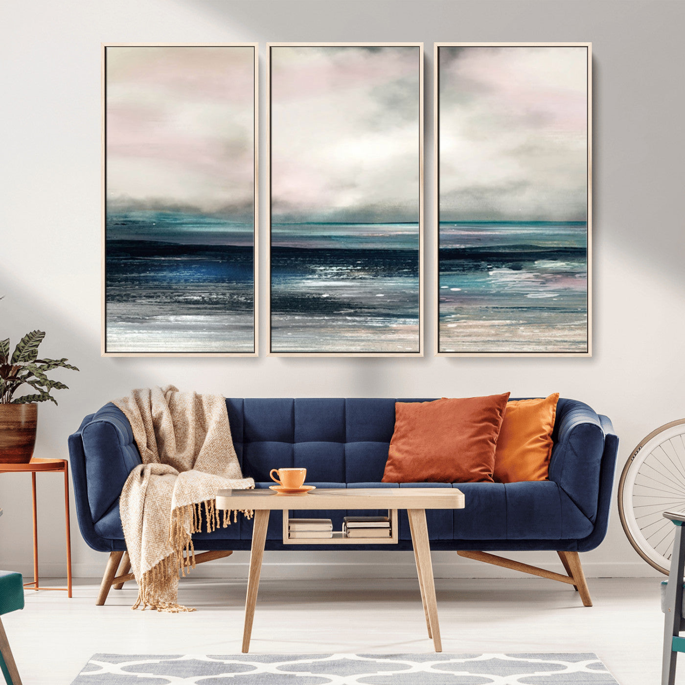 MGV-FC-48X32-3P - Abstract Ocean Wall Art Print – Modern Seascape Canvas Print – Minimalist Coastal Artwork