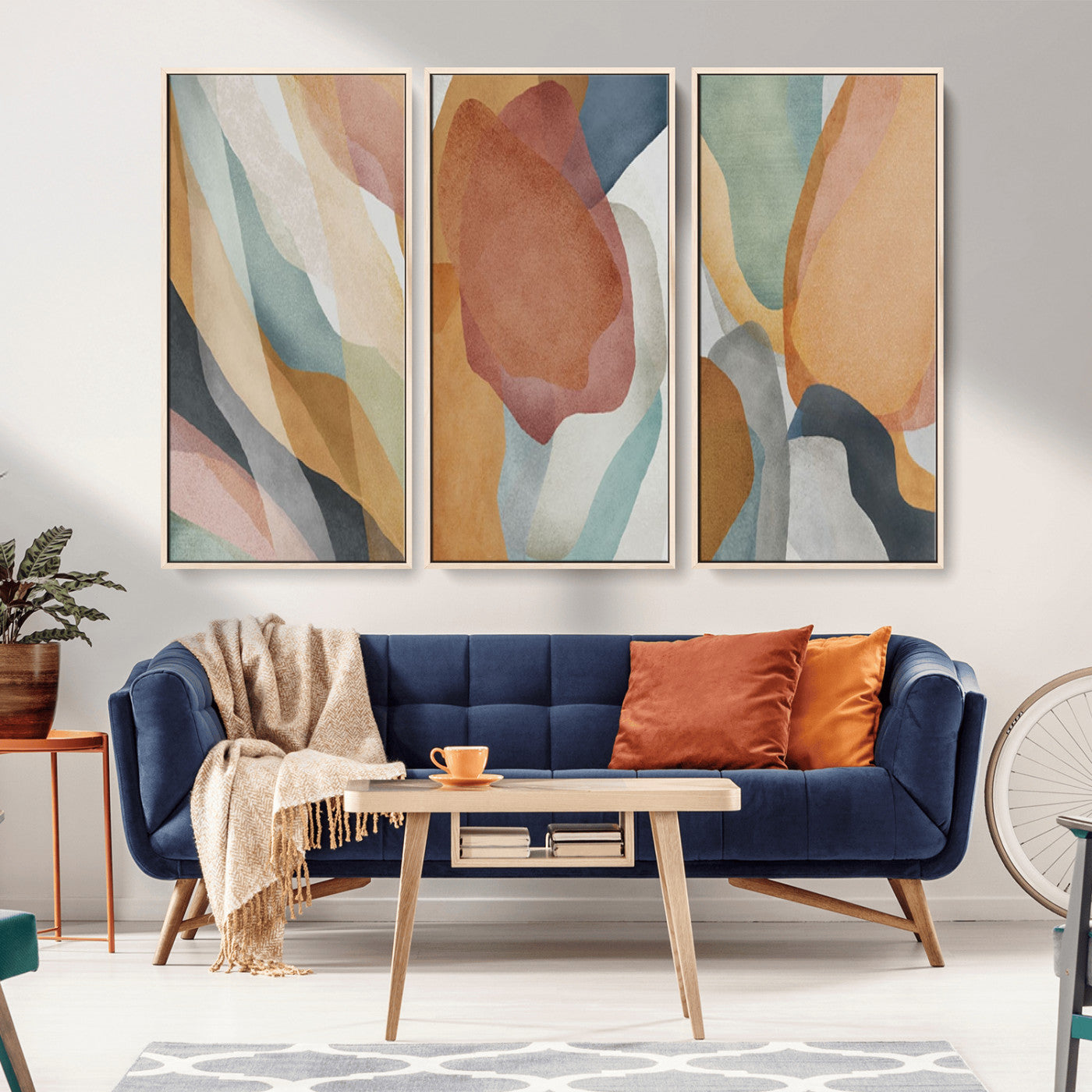 MGV-FC-48X32-3P - Boho Wall Art Canvas Print Set, Watercolor Boho Wall Art Canvas