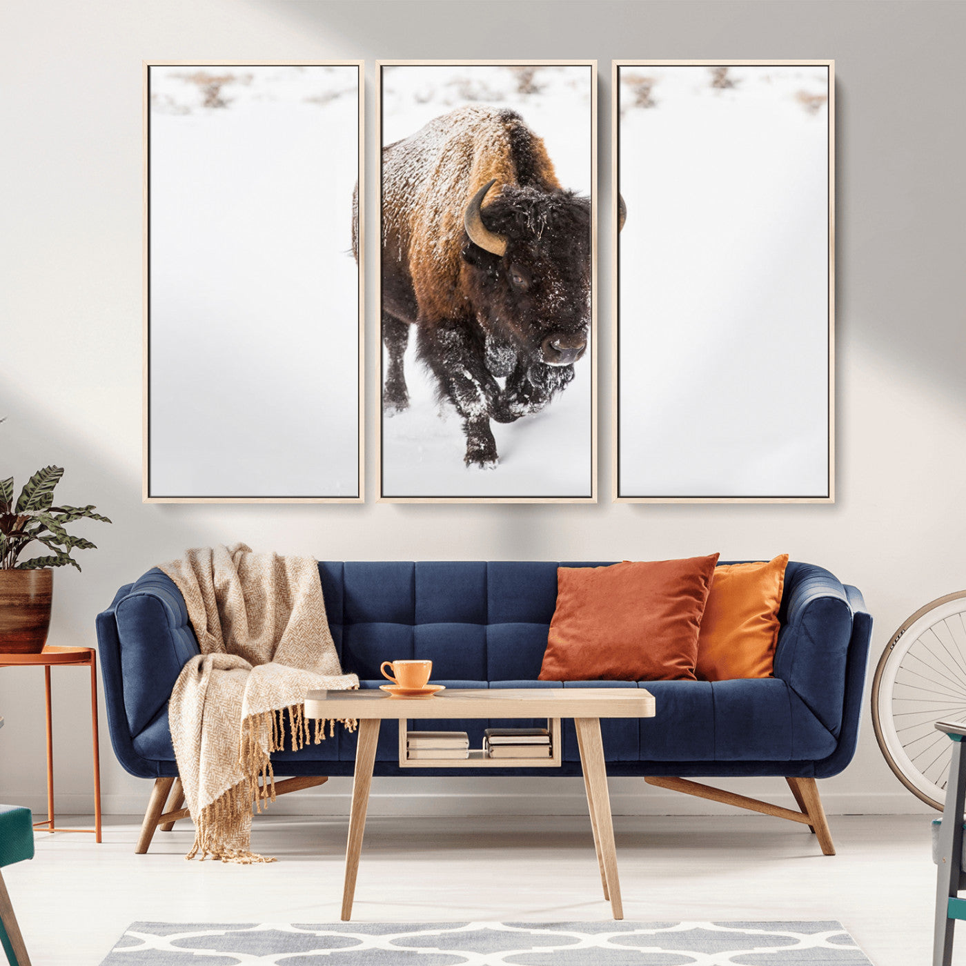 MGV-FC-48X32-3P - Bison Winter Wall Art Canvas Print For Farmhouse Decor