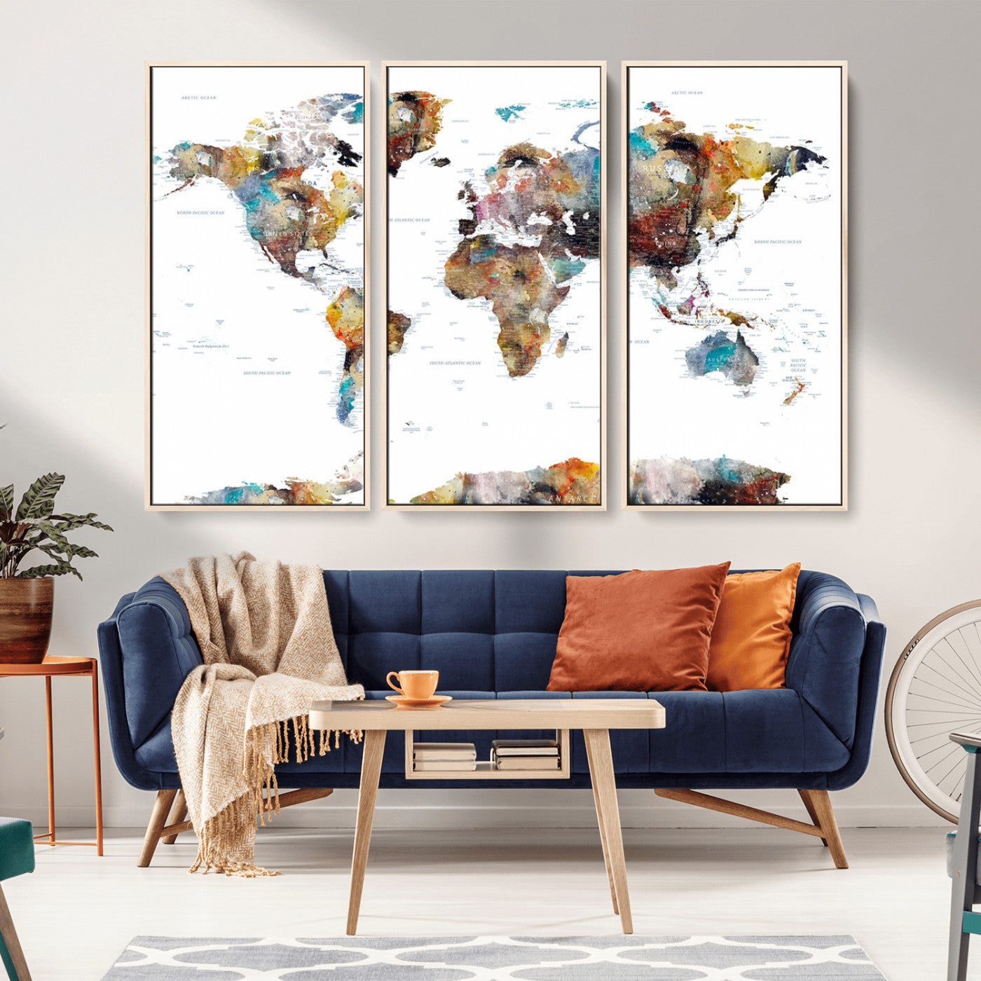 MGV-FC-48X32-3P - Push Pin World Map Canvas Print – Framed Wall Art for Couples to Track Their Travels – Anniversary