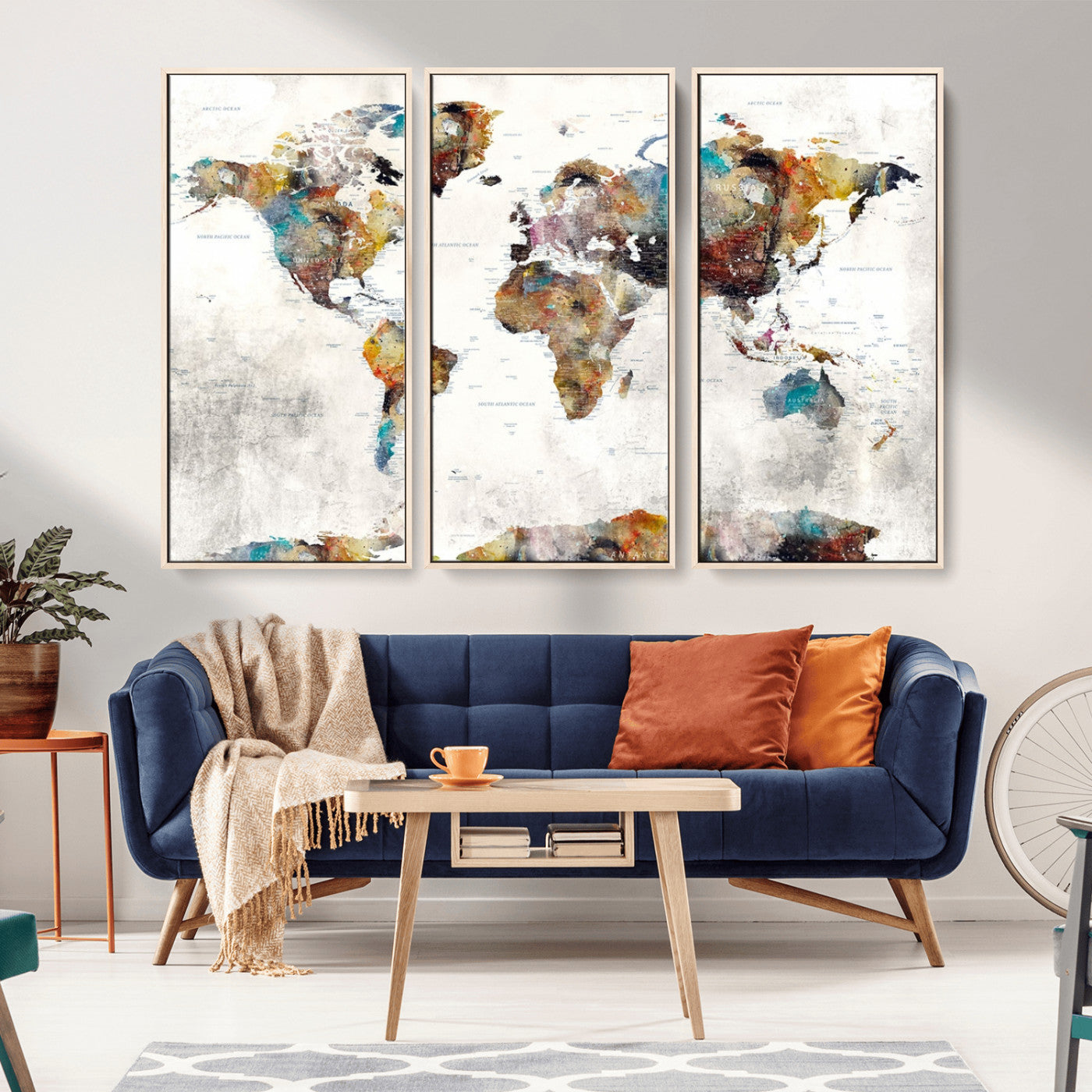 MGV-FC-48X32-3P - Push Pin World Map Canvas Print – Framed Wall Art for Couples to Track Their Travels – Anniversary