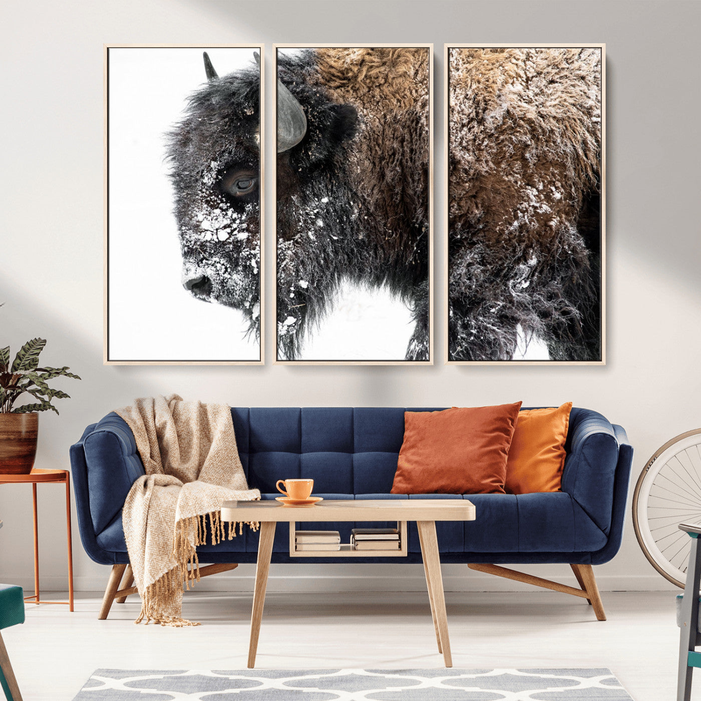 MGV-FC-48X32-3P - American Bison Wall Art Print | Buffalo Canvas Wall Art |  Framed and Ready to Hang Bison Print for Living Room or Office