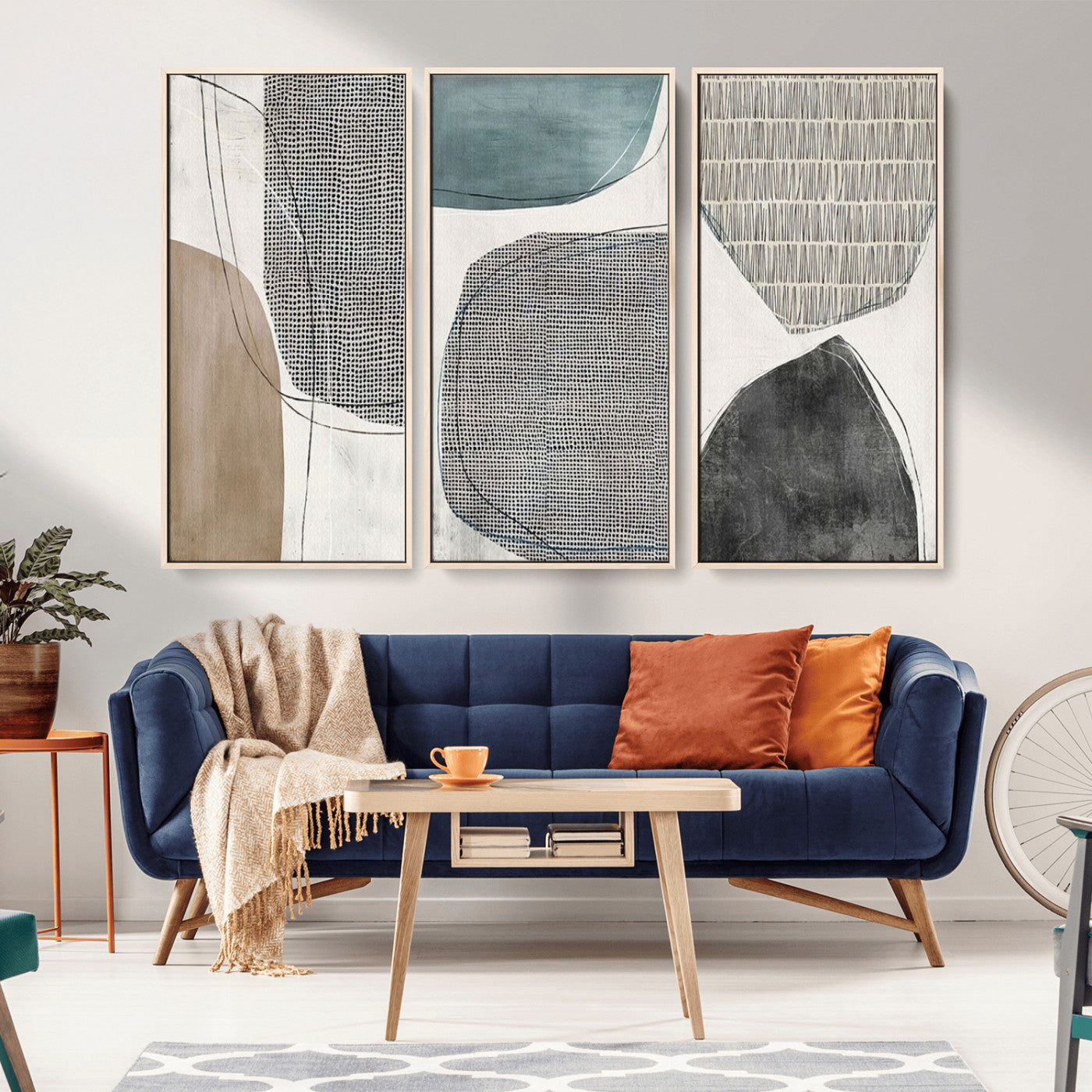MGV-FC-48X32-3P - Canvas Print Wall Art Abstract Art Boho, Framed Boho Decor Canvas Print