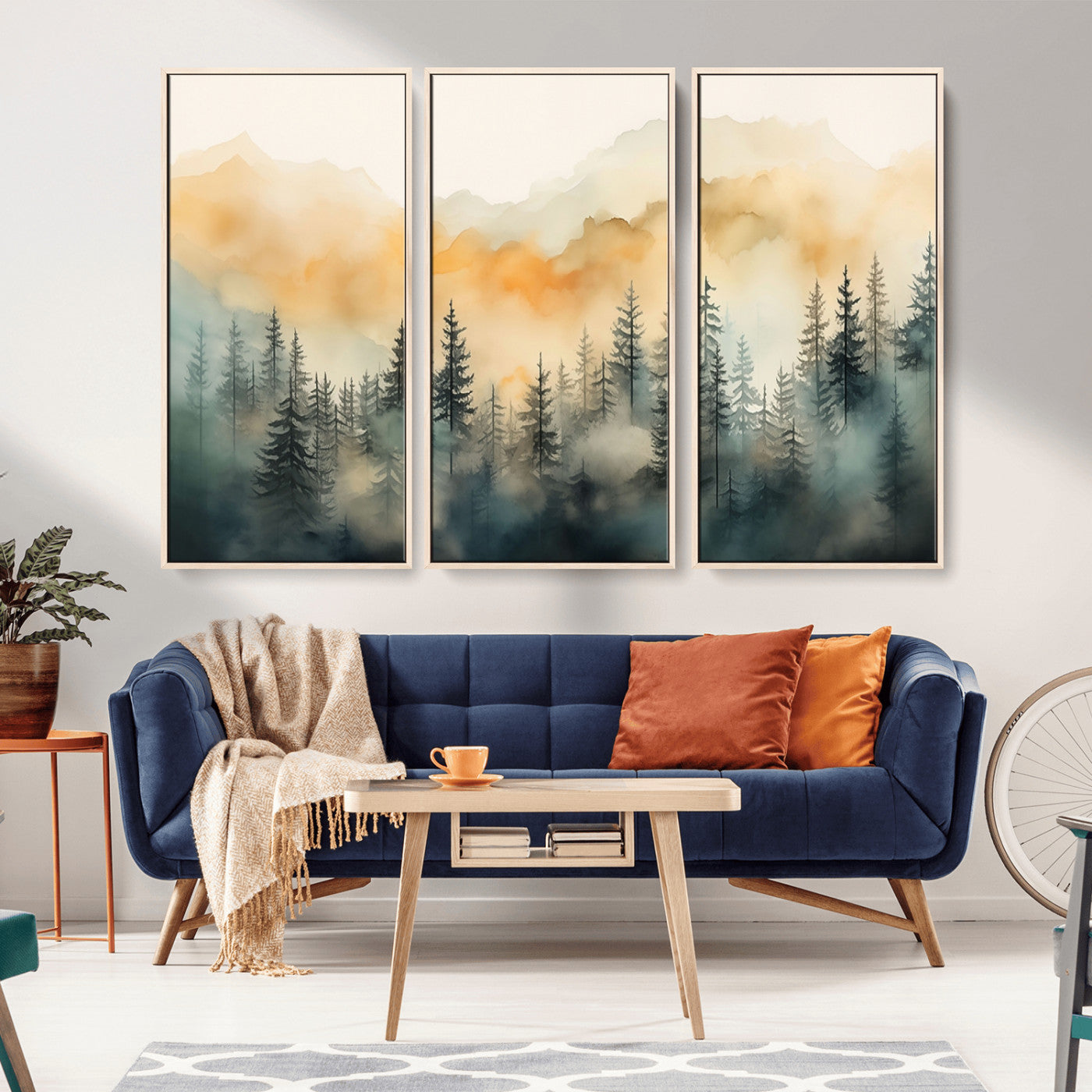 34155-MGV-CV-36X24-Abstract Forest Print - Mountain Wall Art | Autumn Landscape Canvas Print for Living Room, Bedroom, or Office | Large Wall Art Decor