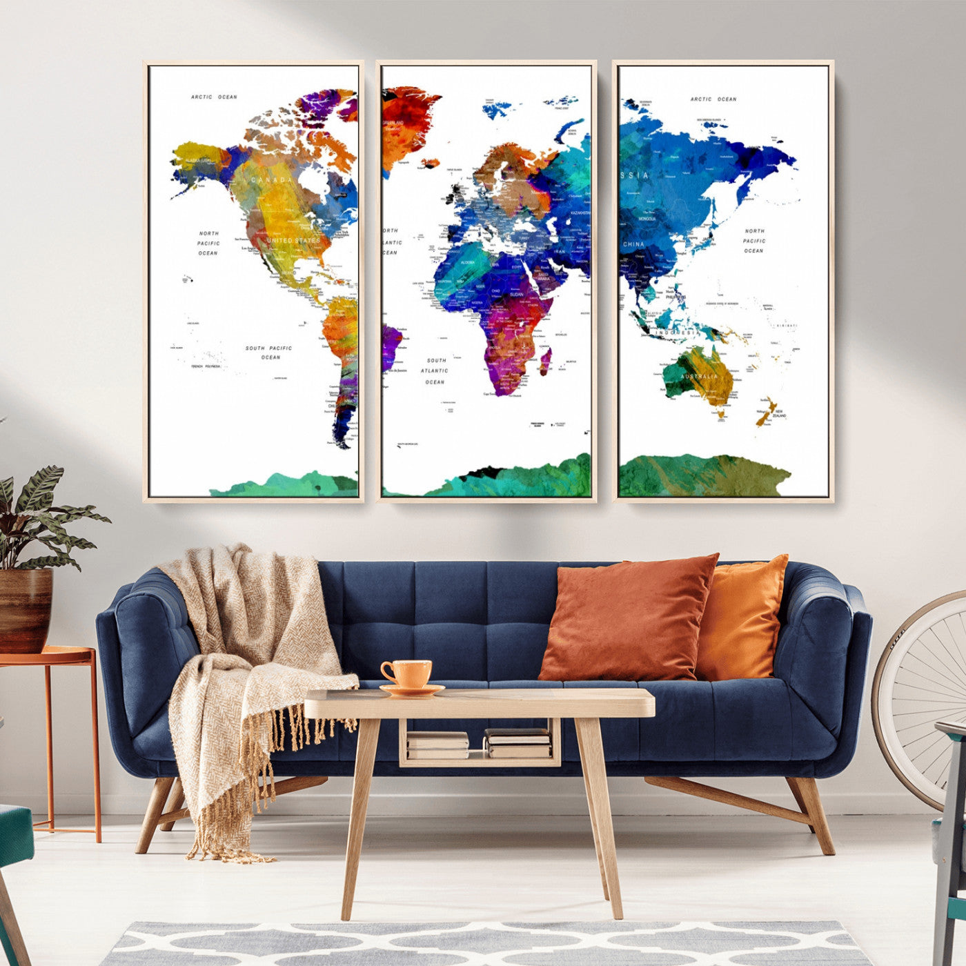 -Push Pin World Map Canvas Print – Framed Wall Art for Couples to Track Their Travels – Anniversary