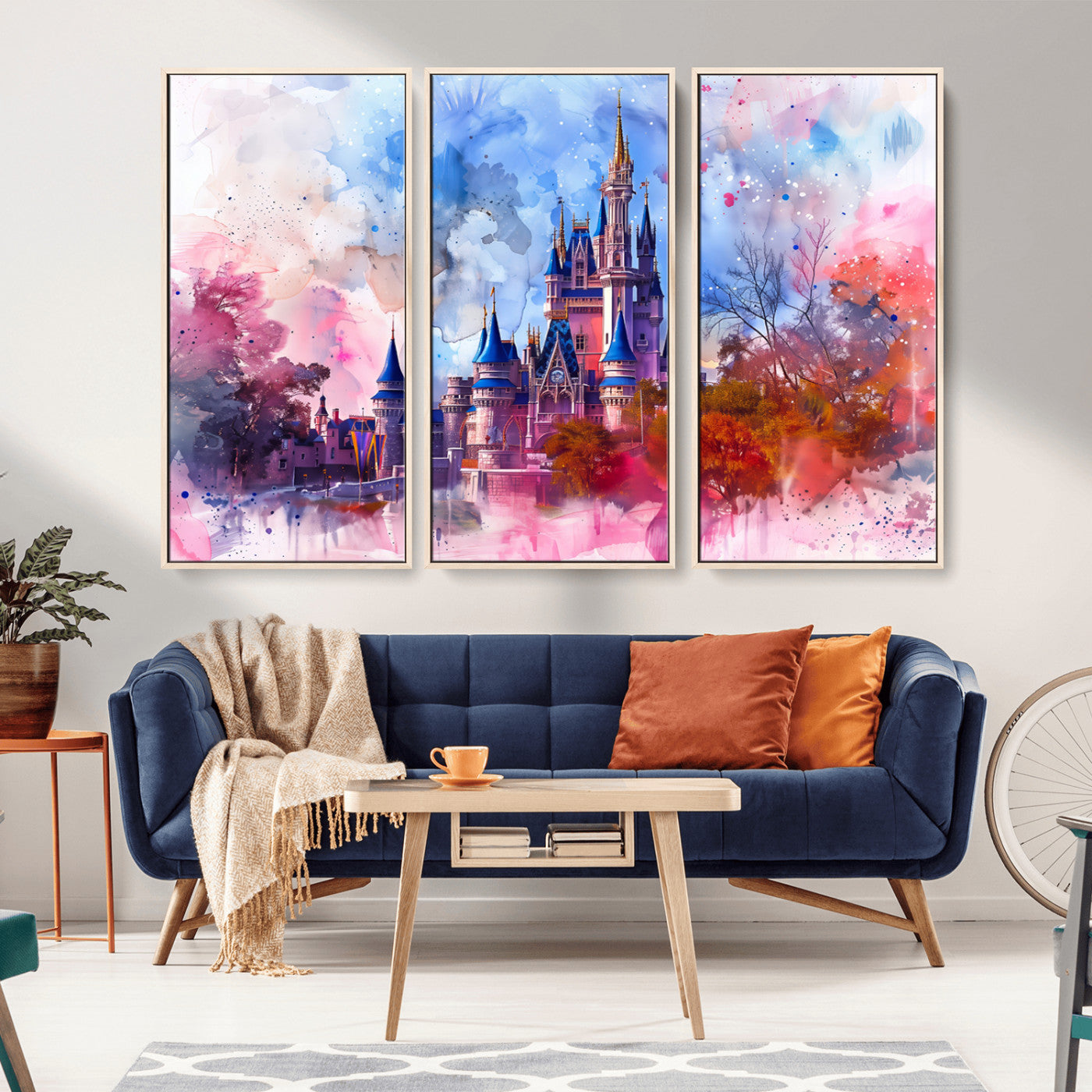 MGV-FC-48X32-3P - Disney Wall Art: Dreamy Watercolor Cinderella Castle Canvas Print