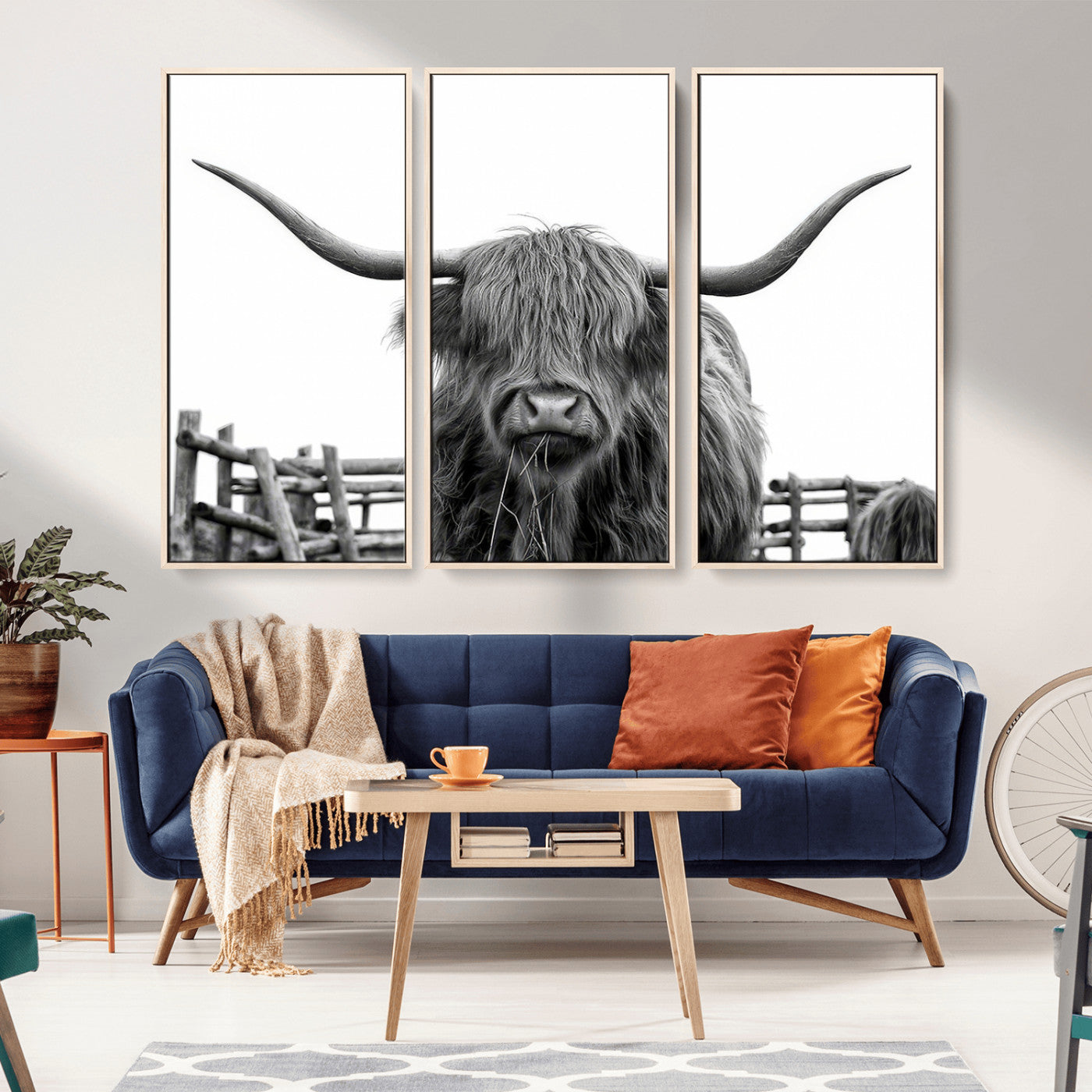 MGV-FC-48X32-3P - Longhorn Canvas Print, Bighorn Cow Wall Art Canvas Print