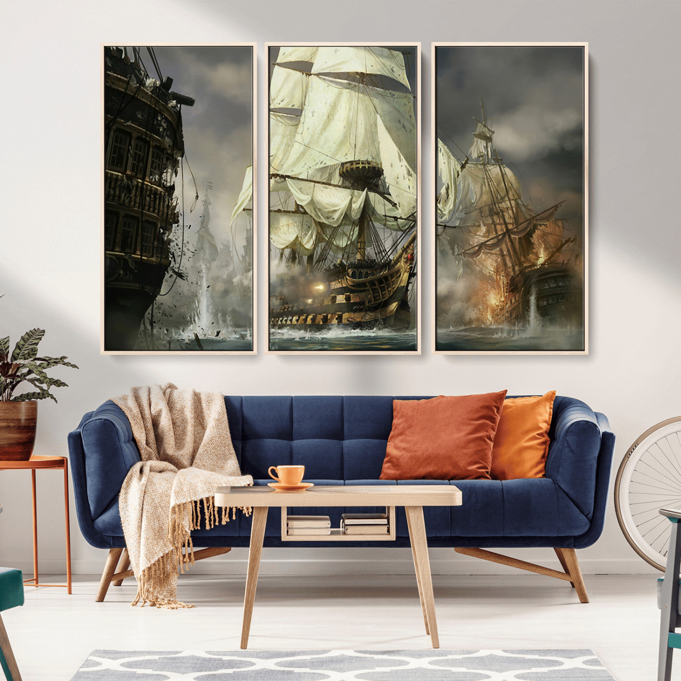 MGV-FC-48X32-3P - Pirate Ship War Wall Art Canvas Print