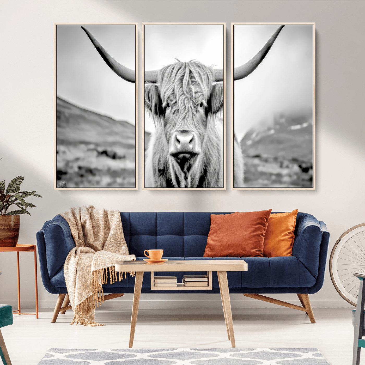 MGV-FC-48X32-3P - Scottish Cow Wall Art Canvas Print