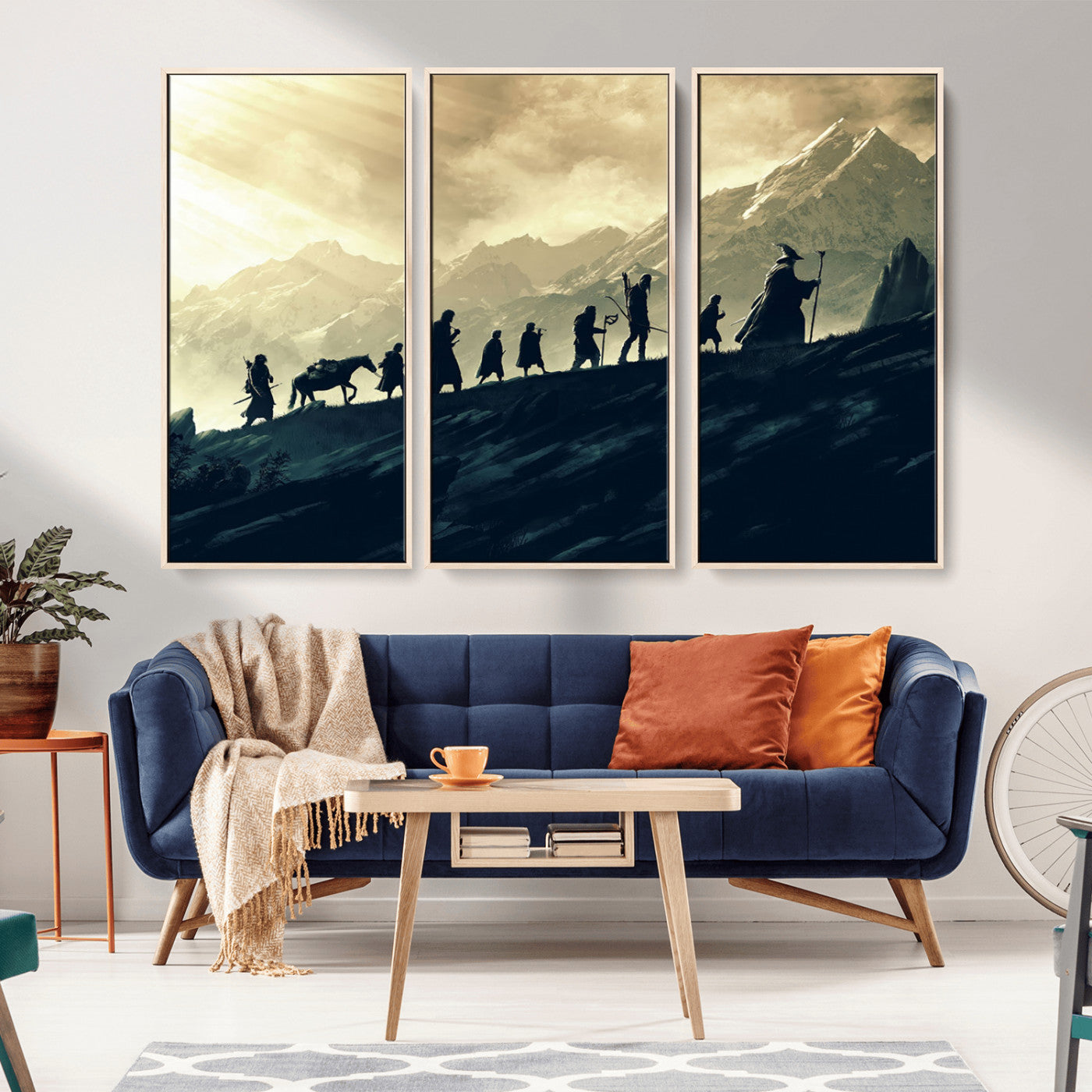 41574-MGV-CV-36X24-Lord of the Rings Silhouette Wall Art Capturing the Epic Quest Through Middle-Earth - The