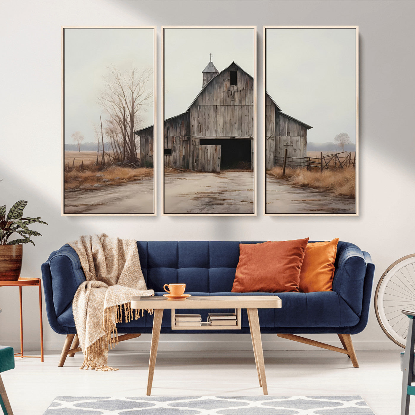MGV-FC-48X32-3P - Farmhouse Rustic Barn Wall Art Canvas Print – Framed and Ready to Hang – Perfect Addition to Farmhouse Wall Décor