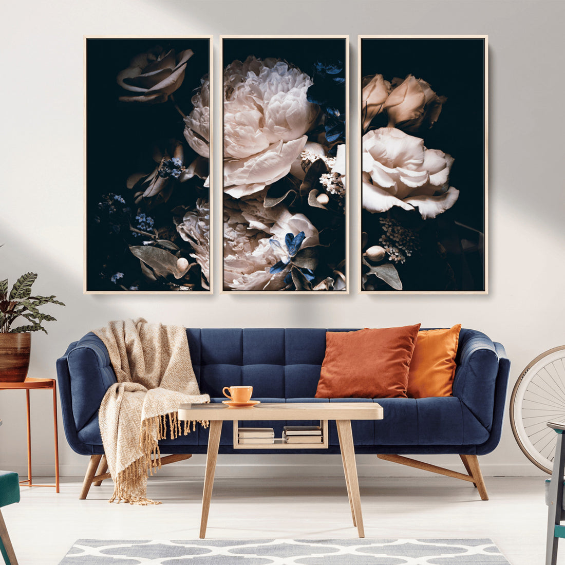 Pink Peonies Flowers Large Canvas Art Print