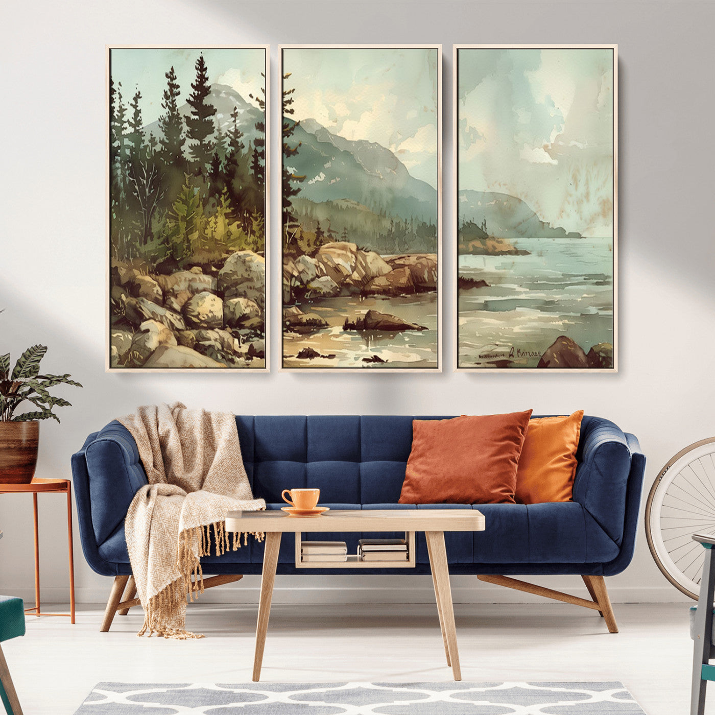 MGV-FC-48X32-3P - Abstract Acadia National Park Wall Art Canvas Print - Stunning 3-Panel Wall Art Canvas Print, Framed, Ready to Hang