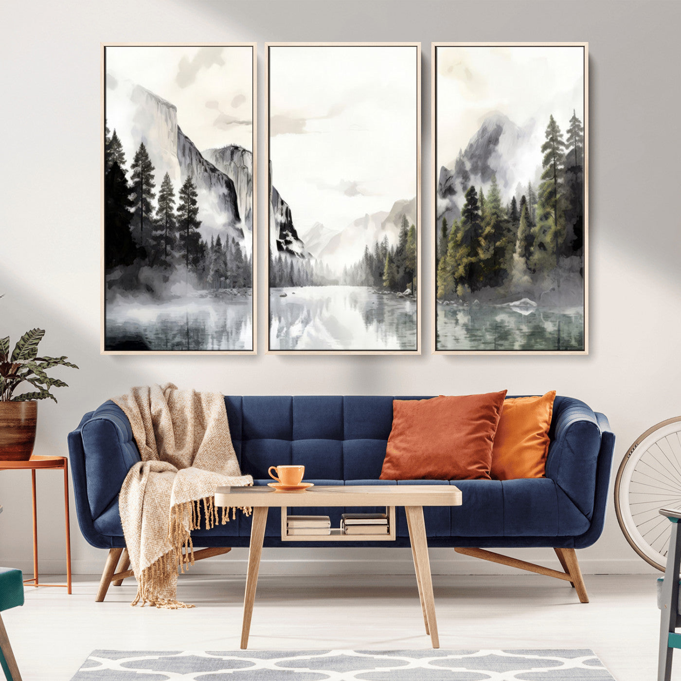 MGV-FC-48X32-3P - Yosemite Valley Wall Art Canvas Print – Framed and Ready to Hang – Majestic Nature Landscape Décor