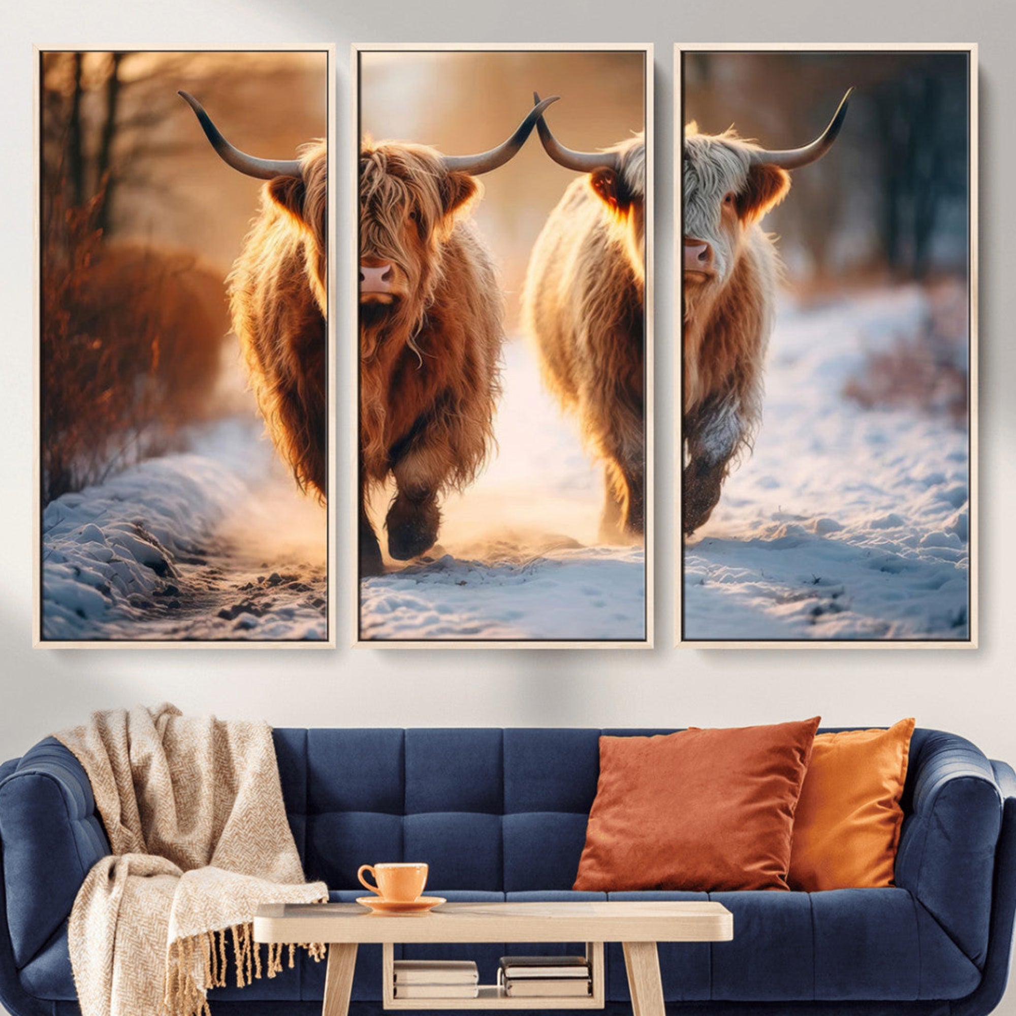 94810-MGV-CV-36X24-Scottish Highland Cow Horn Farm Wall Art Canvas Print