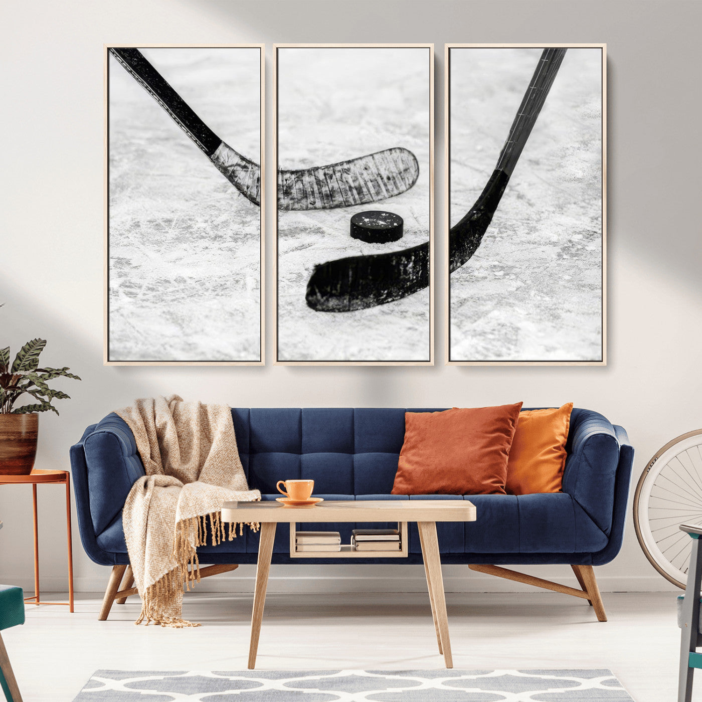MGV-FC-48X32-3P - Winter Ice Hockey Sport Canvas Wall Art Print - Hockey Wall Art Print