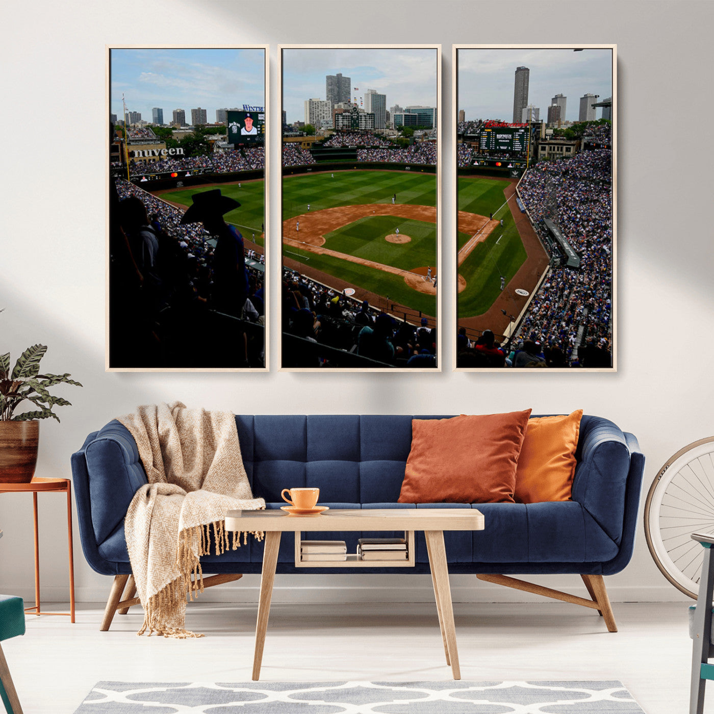 MGV-FC-48X32-3P - Chicago Cubs Baseball Team Print - Wrigley Field Stadium Wall Art Canvas Print