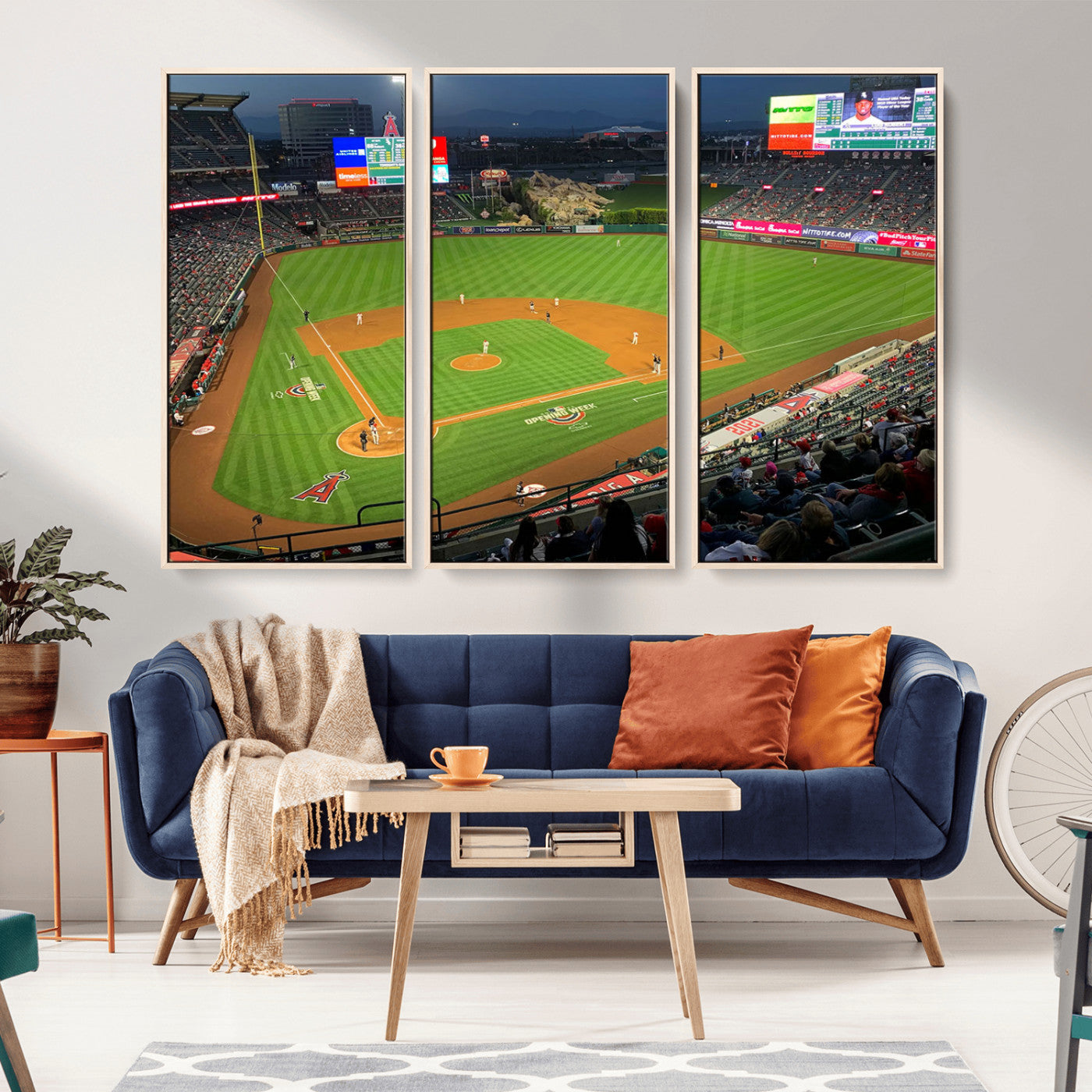 MGV-FC-48X32-3P - Angel Stadium Aerial View – Los Angeles Angels Baseball Canvas Print, Framed, Ready to Hang