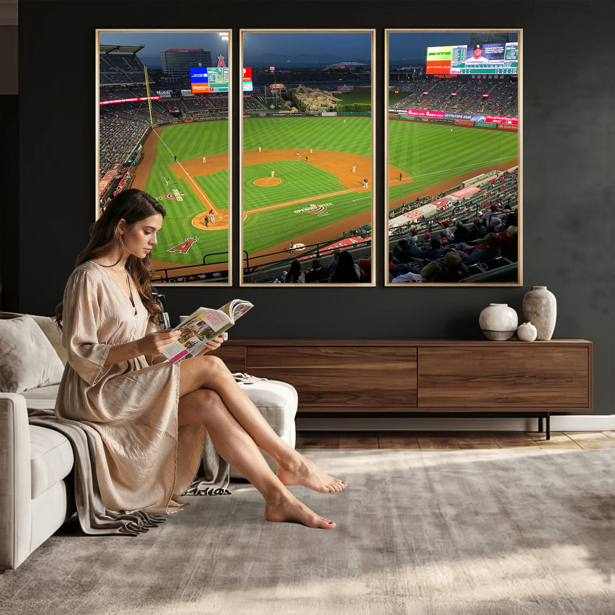 93707-MGV-CV-36X24 - Angel Stadium Aerial Canvas Print | Los Angeles Angels Baseball