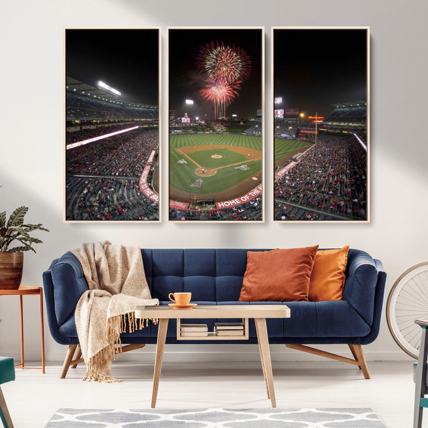 MGV-FC-48X32-3P - Fireworks at Angel Stadium – Los Angeles Angels Night Game Canvas Print, Framed, Ready to Hang